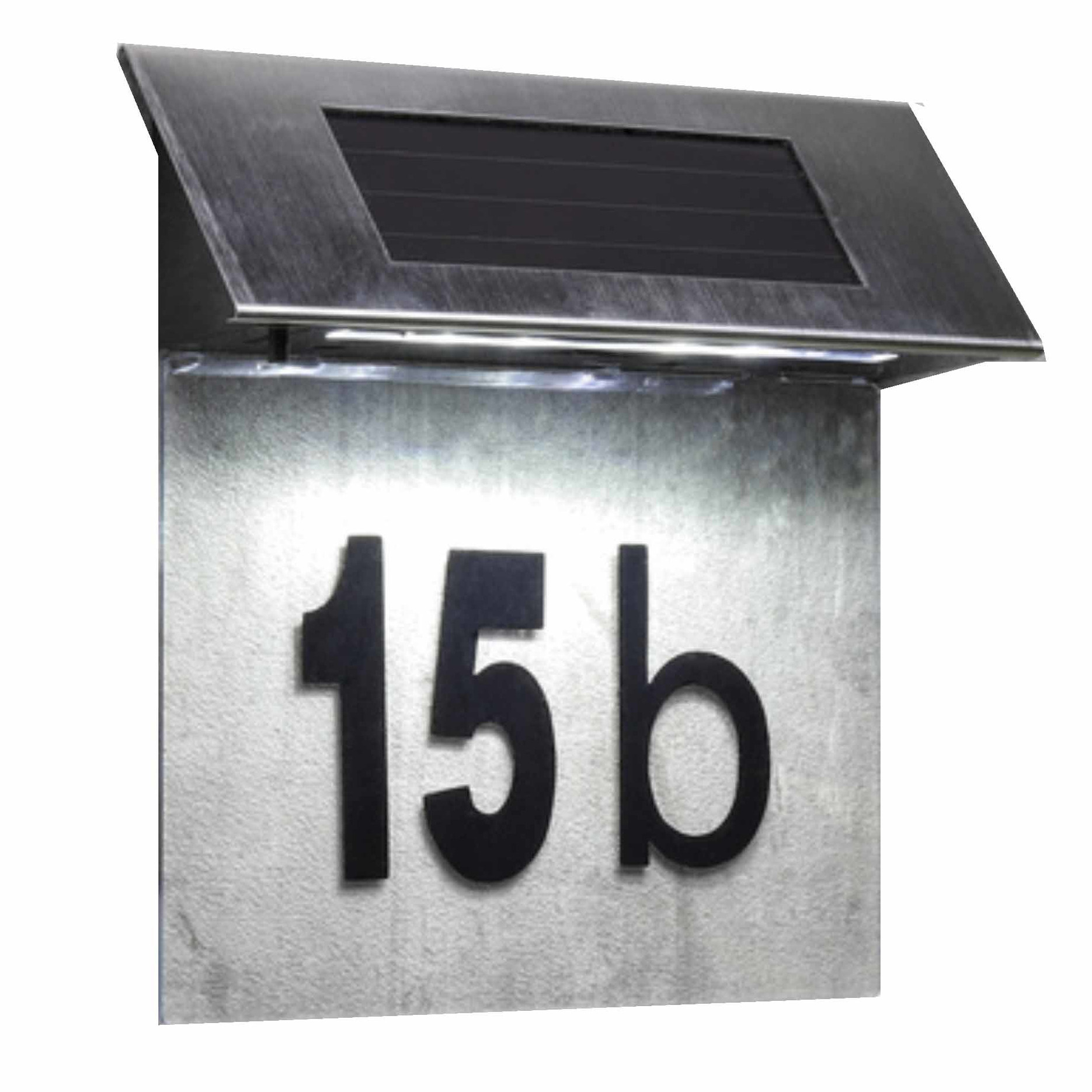Transparante solar huisnummer plaat met LED licht -