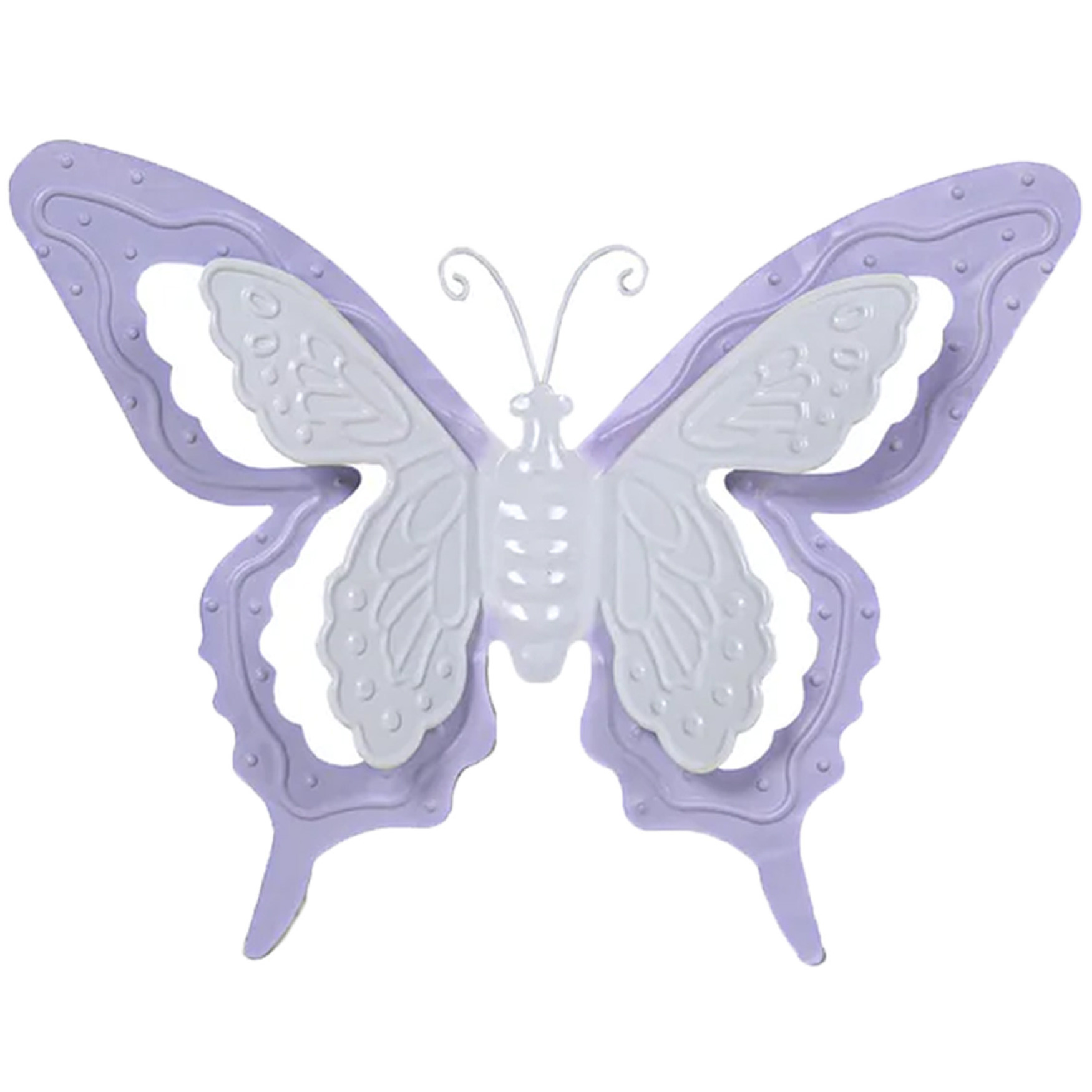 Tuin-schutting decoratie vlinder metaal lila paars 17 x 13 cm