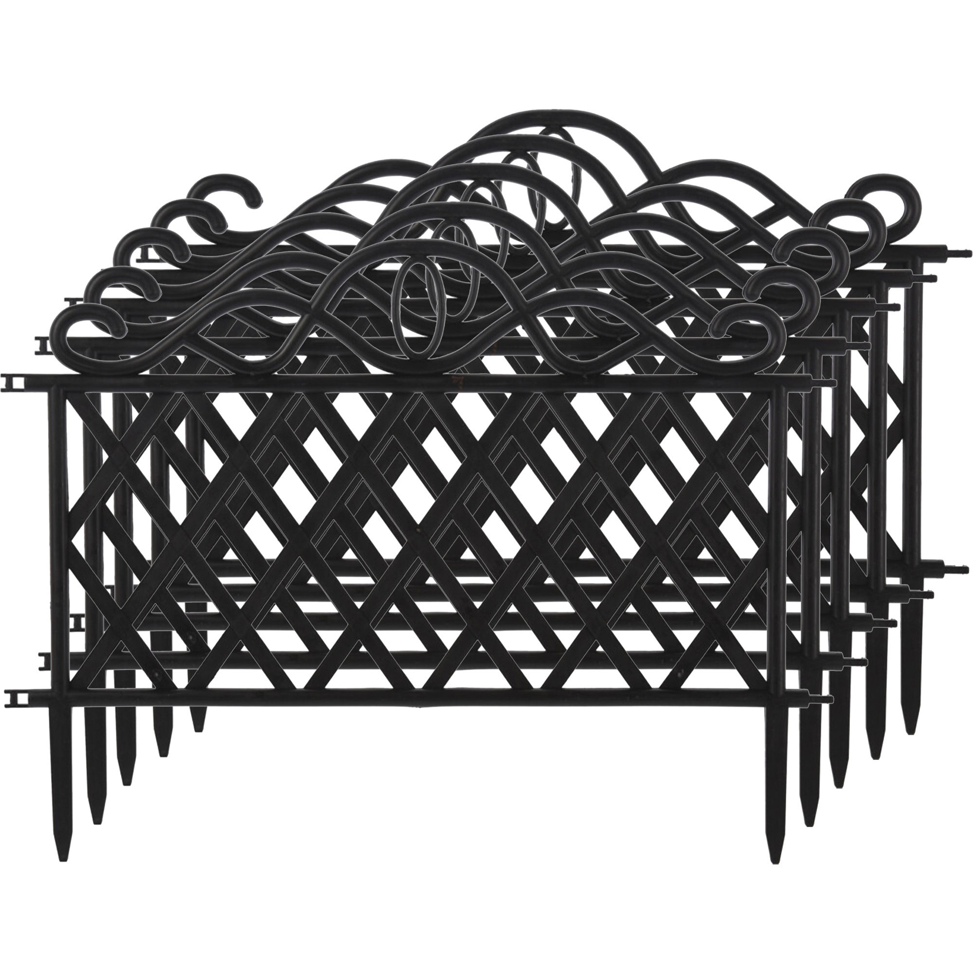 Tuinhekjes 10x stuks kunststof 48 x 34 cm zwart borderrand tuinafscheiding