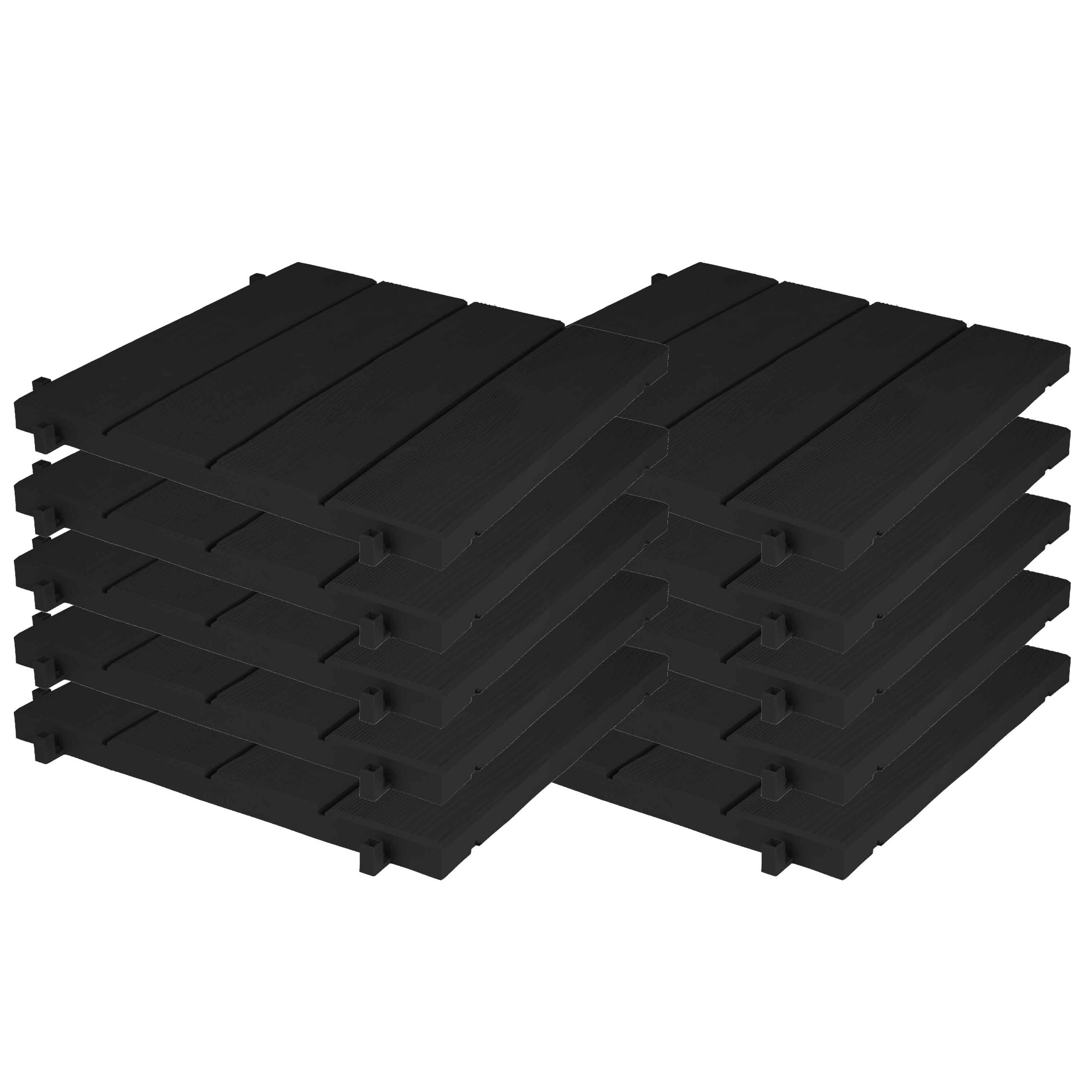 Tuintegel-terrastegel 10x zwart kunststof weerbestendig 38 x 38 cm vlonder vloertegels