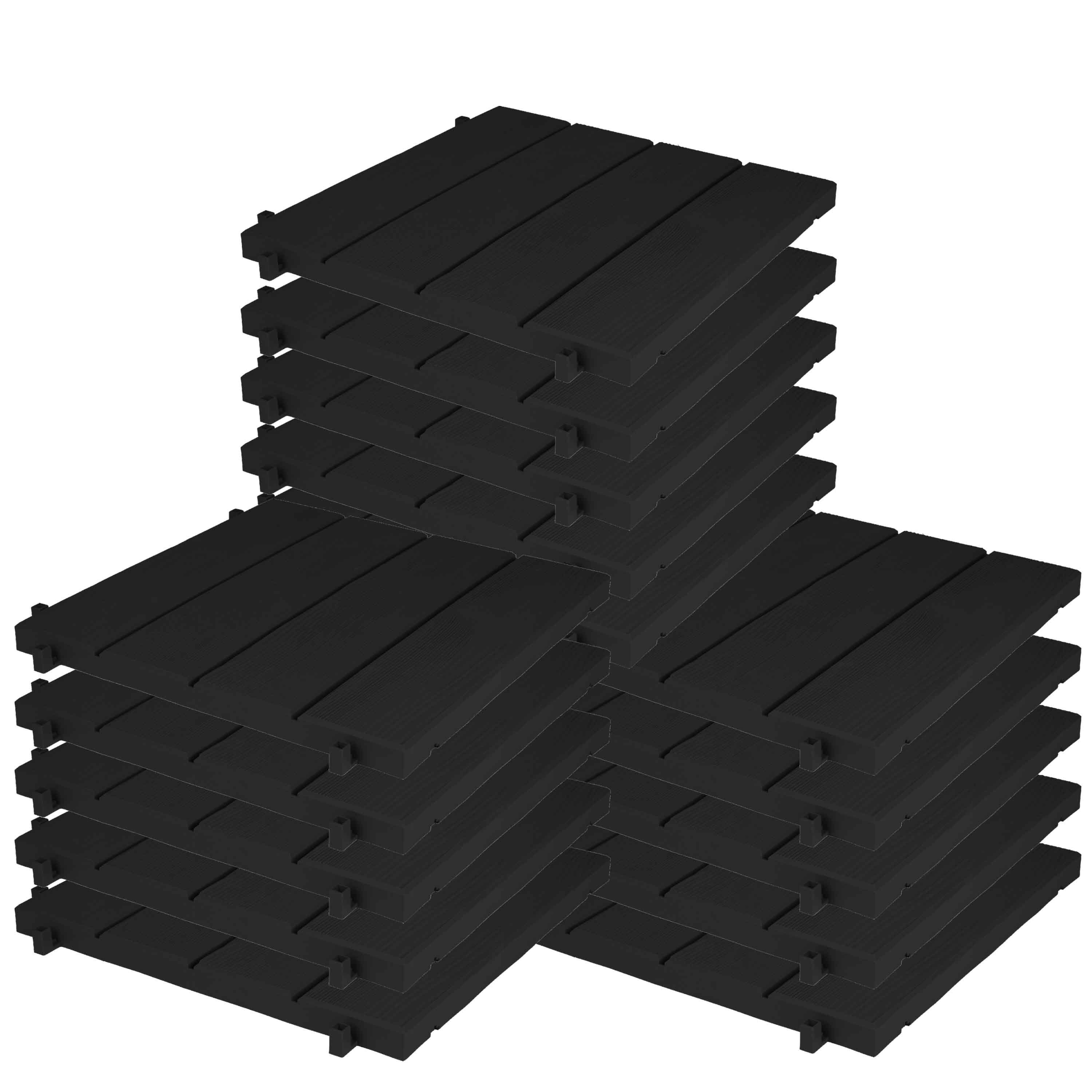 Tuintegel-terrastegel 15x zwart kunststof weerbestendig 38 x 38 cm vlonder vloertegels