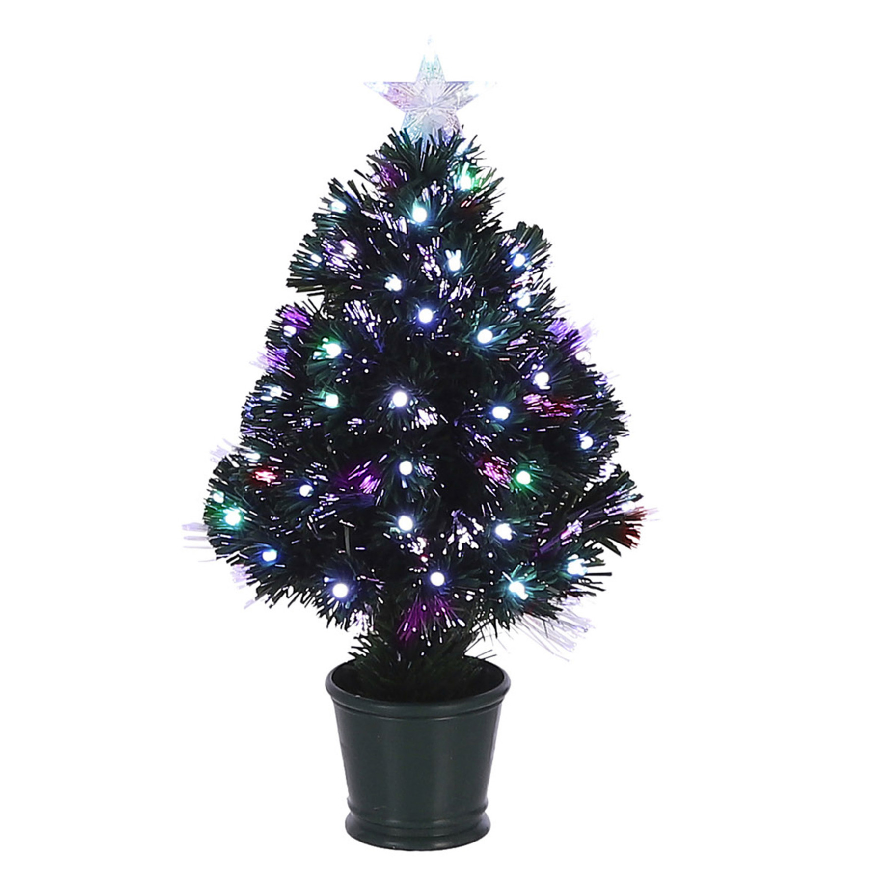 Tweedekans kerstboom fiber 60 cm met verlichting en piek ster