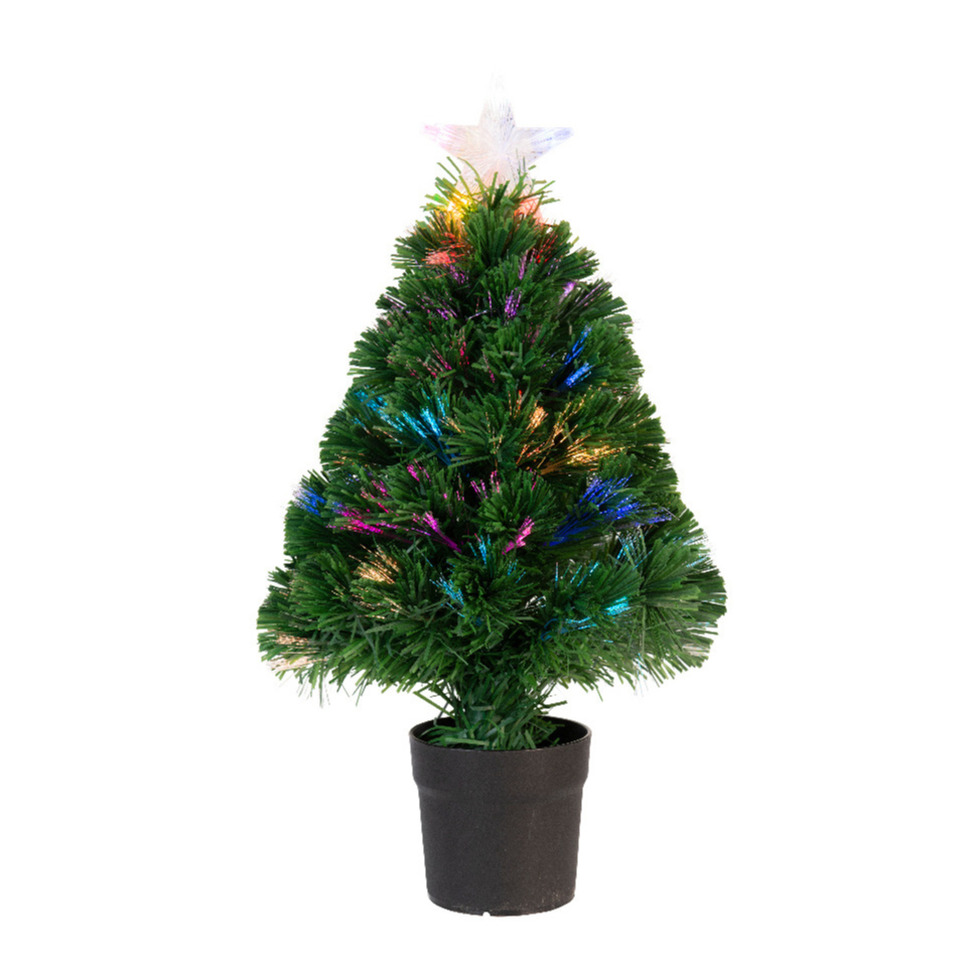 Tweedekans kerstboom fiber met verlichting en ster piek 90 cm