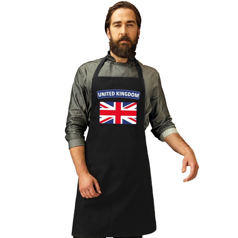 United Kingdom vlag barbecueschort/ keukenschort zwart volwassen