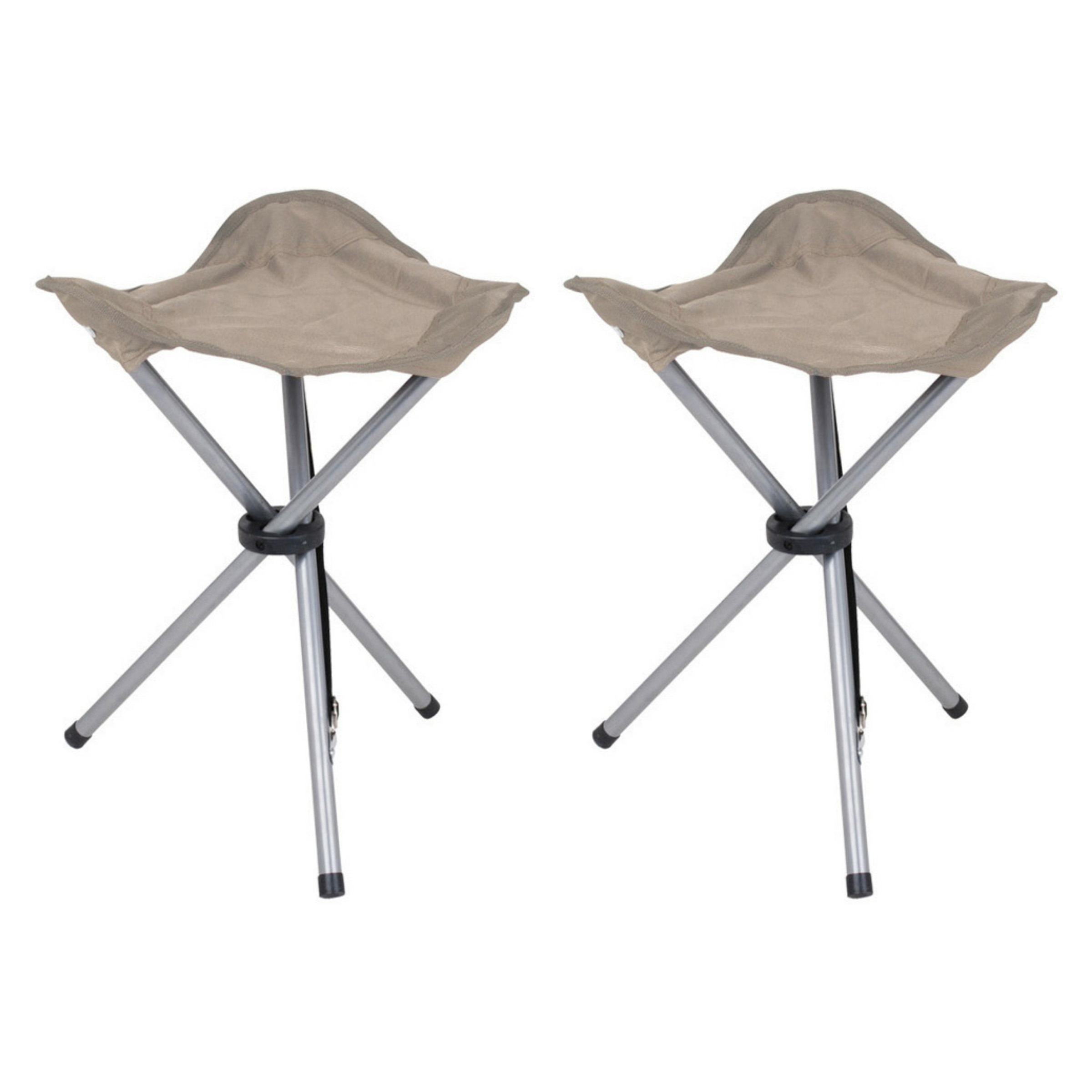 Urban Living bijzet krukje-stoeltje 2x Opvouwbaar Camping-outdoor D32 x H43 cm Beige