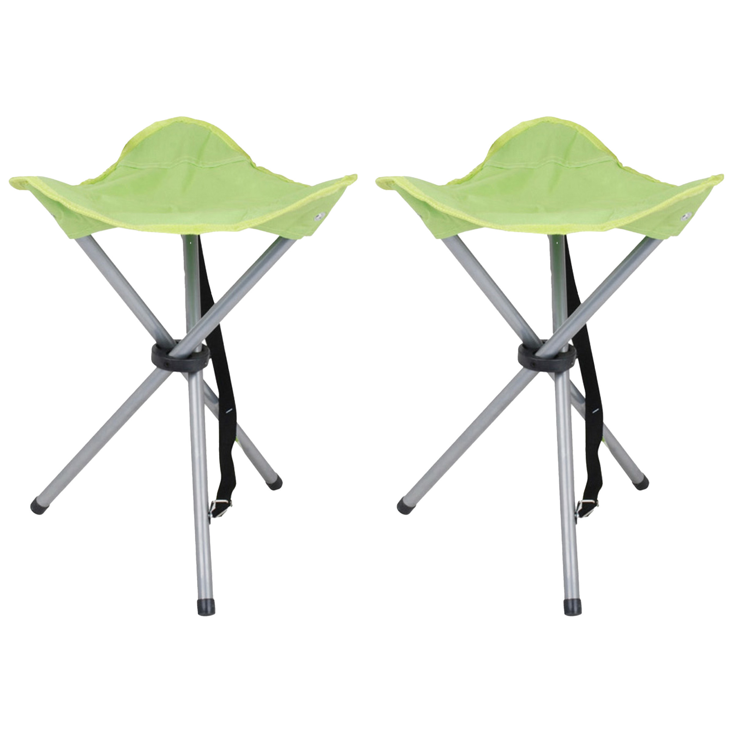 Urban Living bijzet krukje-stoeltje 2x Opvouwbaar Camping-outdoor D32 x H43 cm Groen