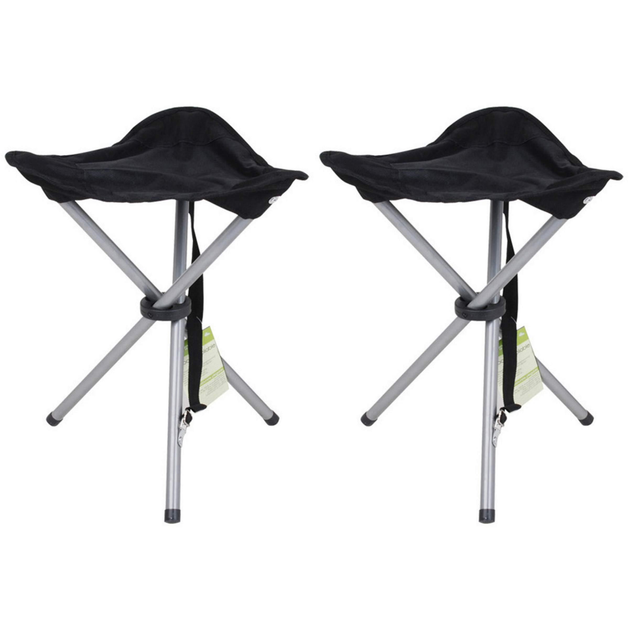 Urban Living bijzet krukje-stoeltje 2x Opvouwbaar Camping-outdoor D32 x H43 cm Zwart