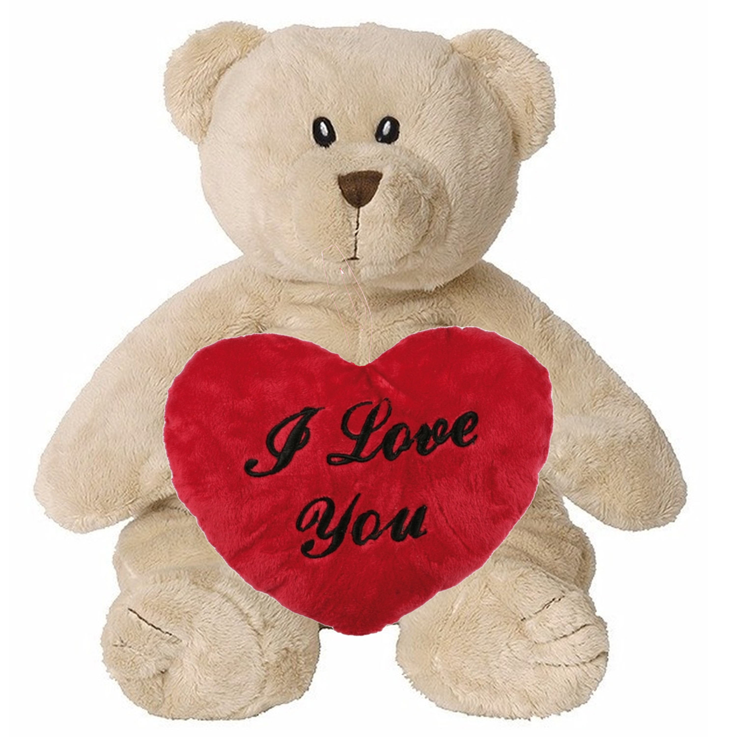 Valentijn Love cadeau set Knuffelbeer met rood Love you hartje 10 cm