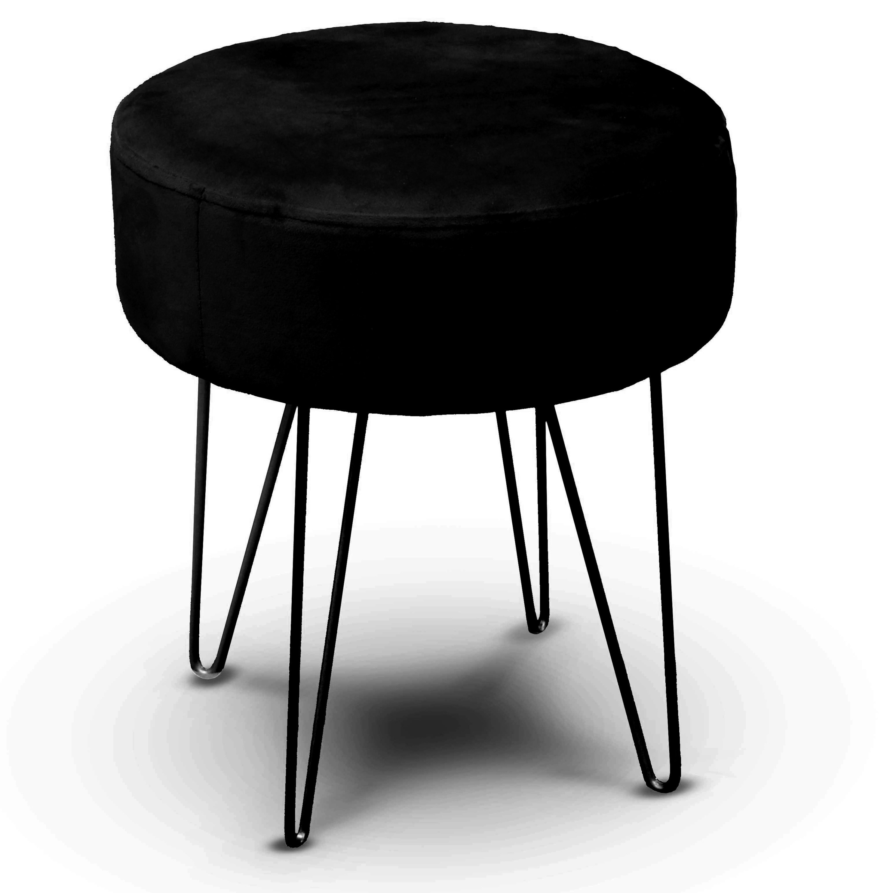 Velvet kruk Davy zwart metaal-stof D35 x H40 cm bijzet stoeltjes