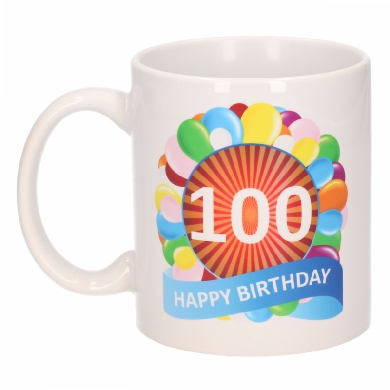 Verjaardag ballonnen mok / beker 100 jaar -
