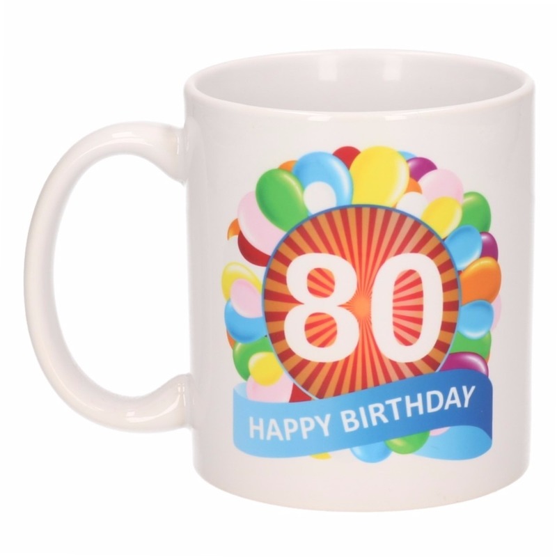 Verjaardag ballonnen mok / beker 80 jaar -
