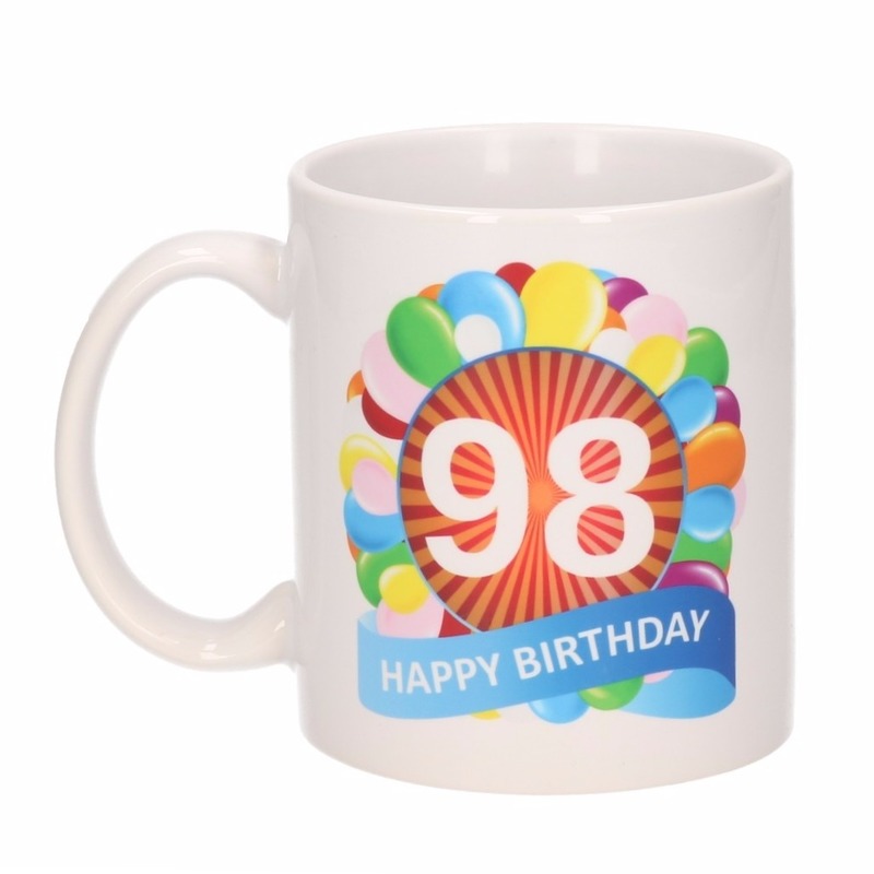 Verjaardag ballonnen mok / beker 98 jaar -