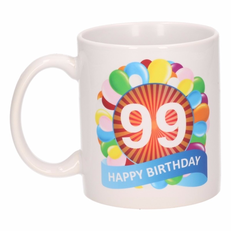 Verjaardag ballonnen mok / beker 99 jaar -
