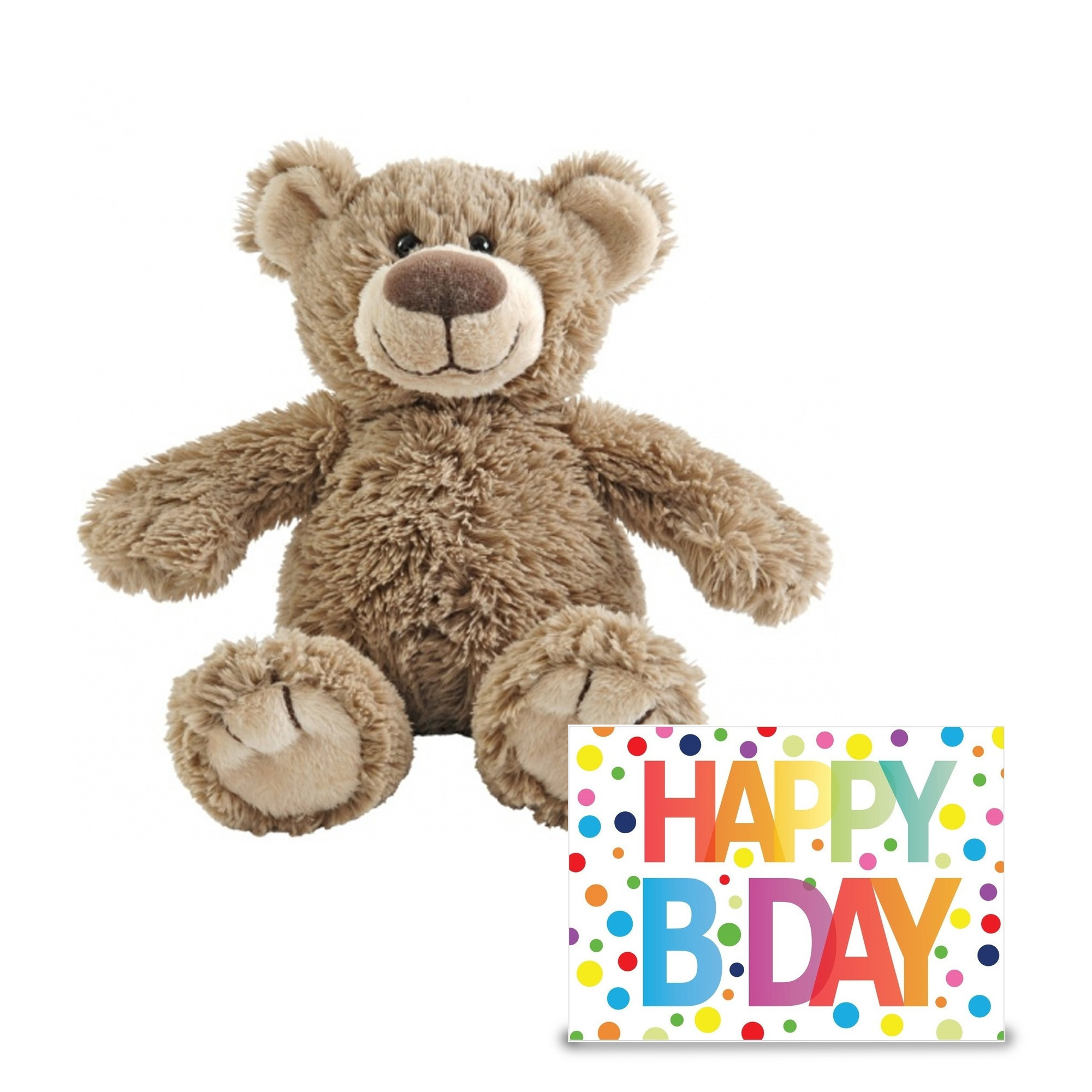 Happy Horse Verjaardag cadeau knuffelbeer 22 cm met Happy Birthday wenskaart -