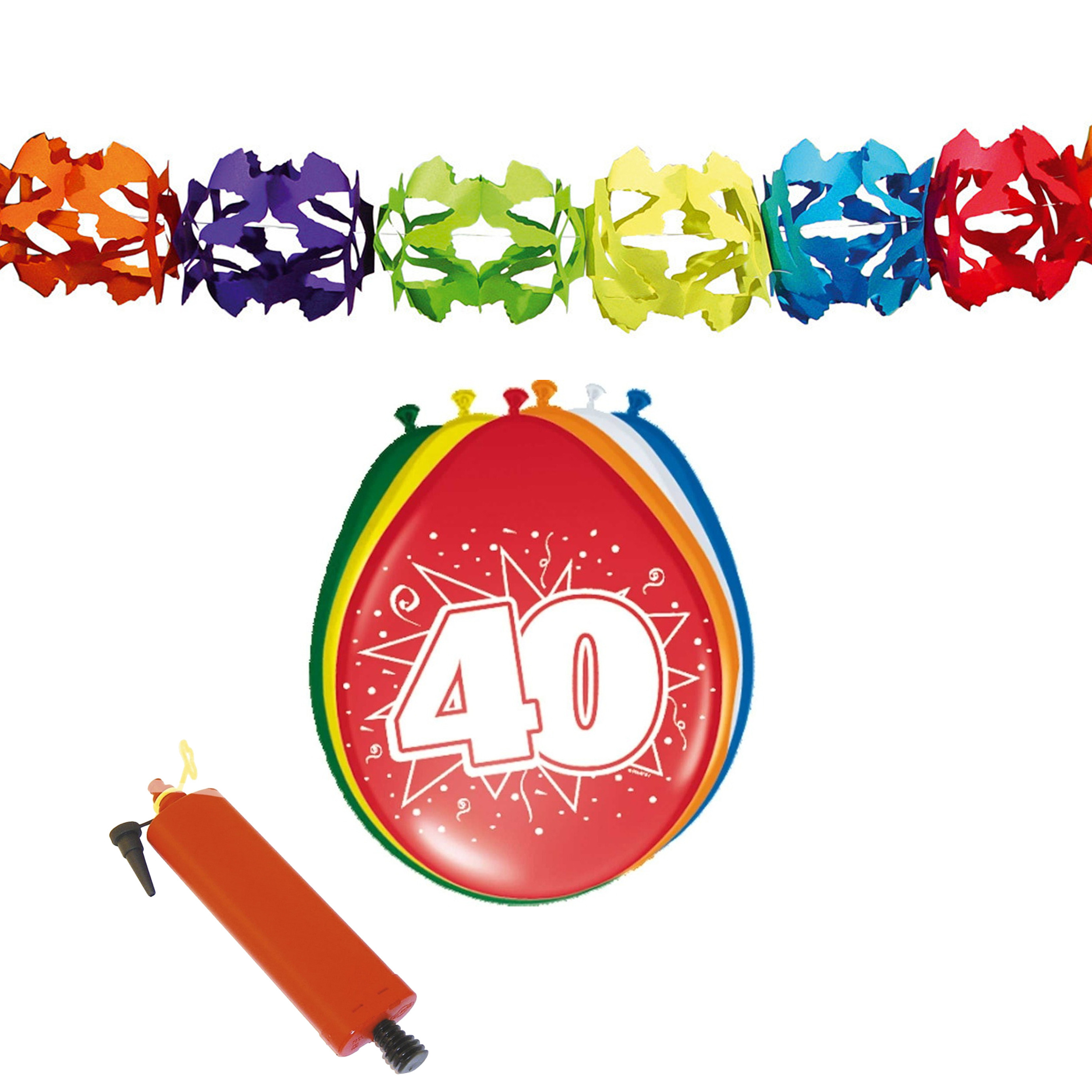 Verjaardag feest 40 jaar versieringen pakket feestslingers/ballonnen -