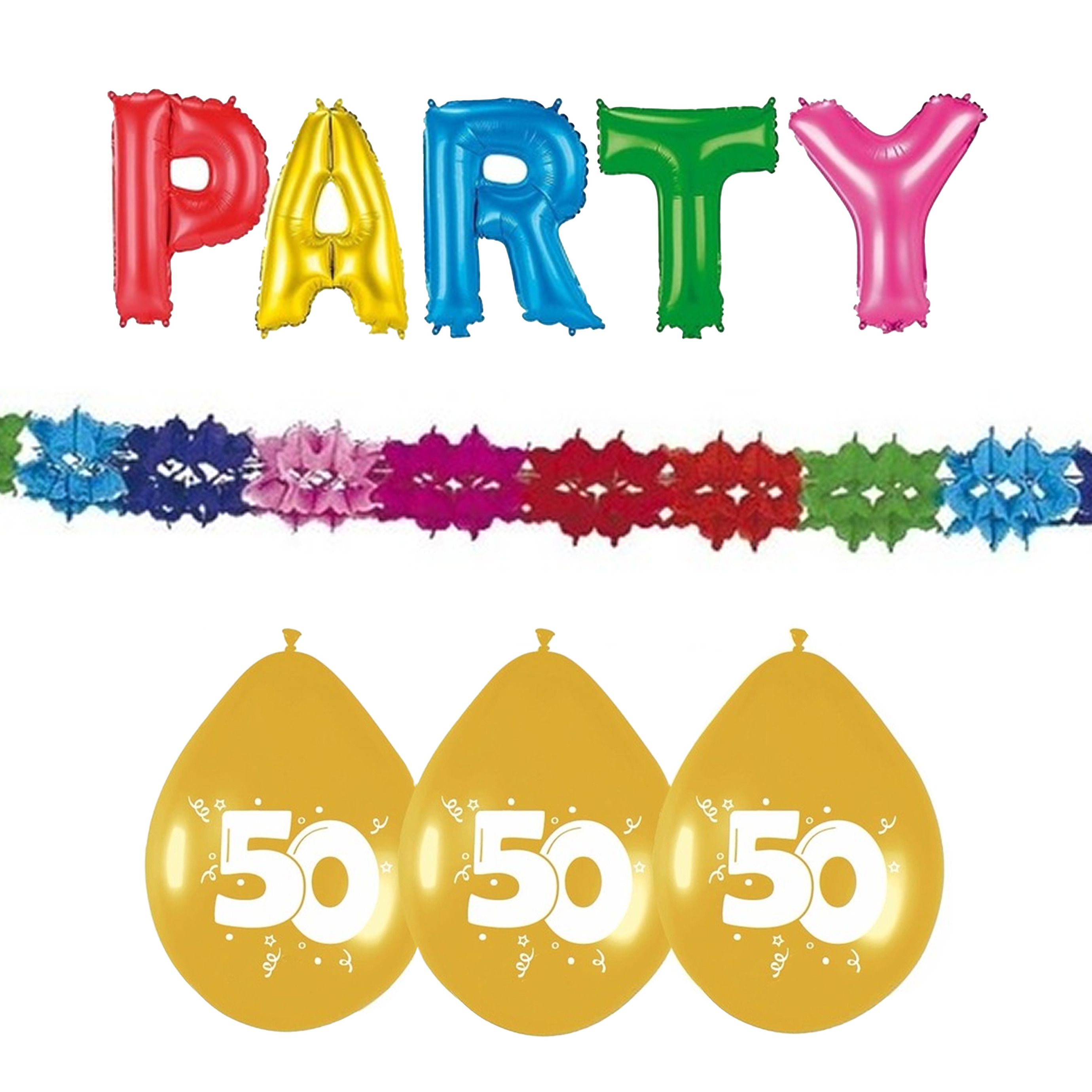 Verjaardag feest 50 jaar versieringen pakket 3-delig