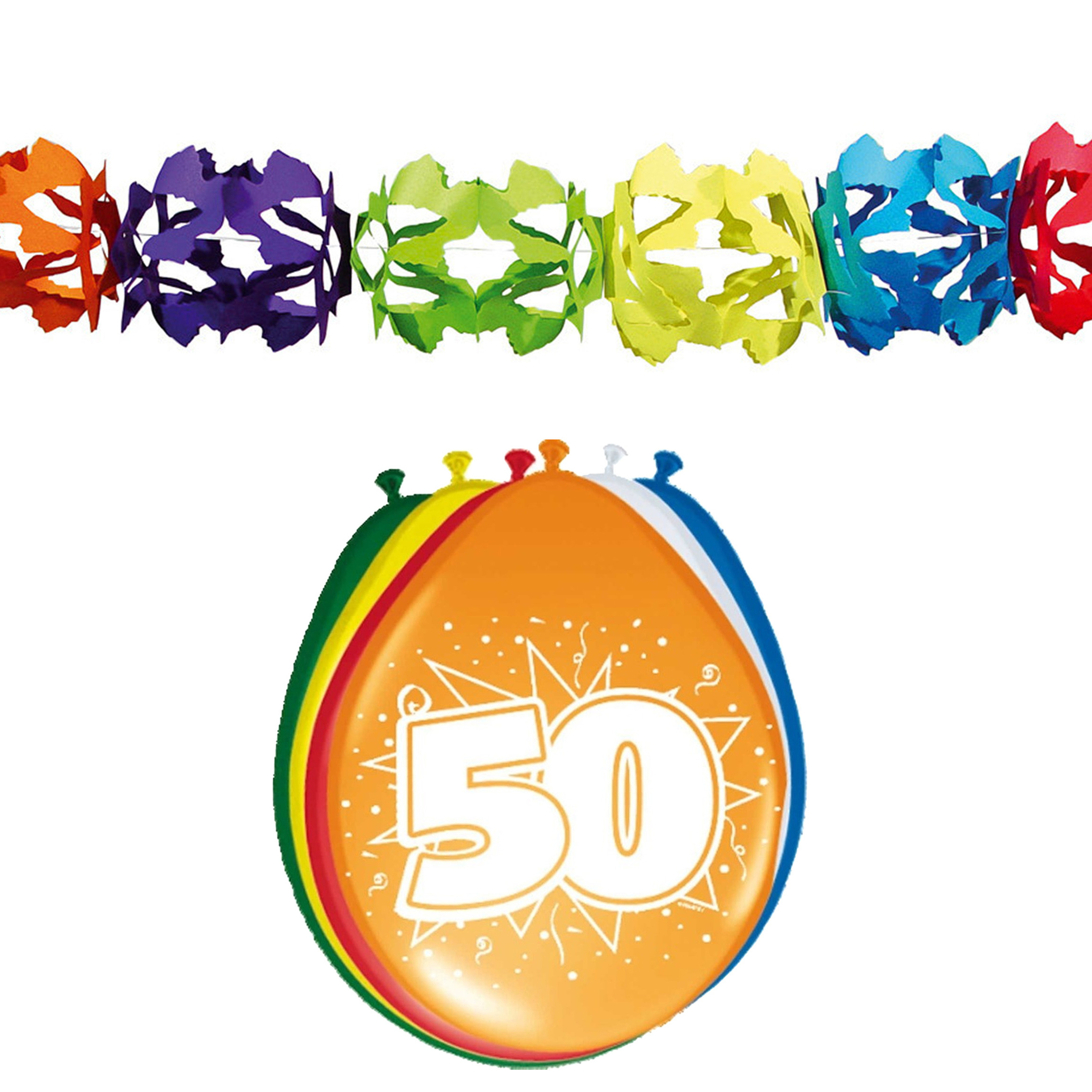 Verjaardag feest 50 jaar versieringen pakket feestslingers en ballonnen -