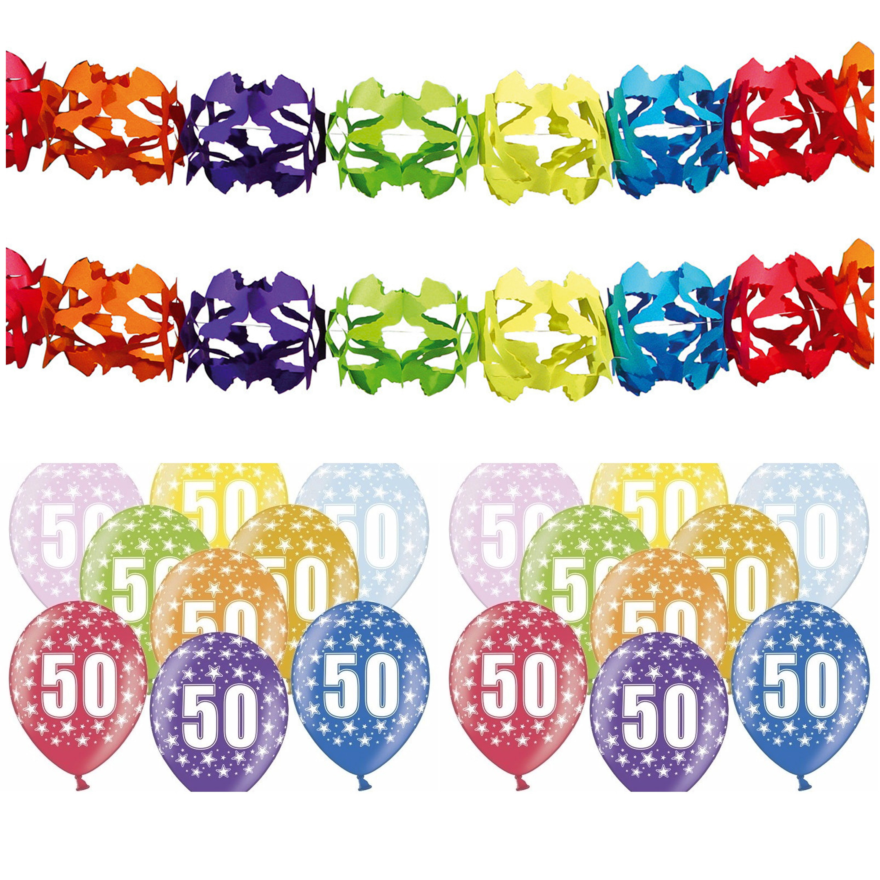 Verjaardag feest 50 jaar versieringen pakket feestslingers en ballonnen -