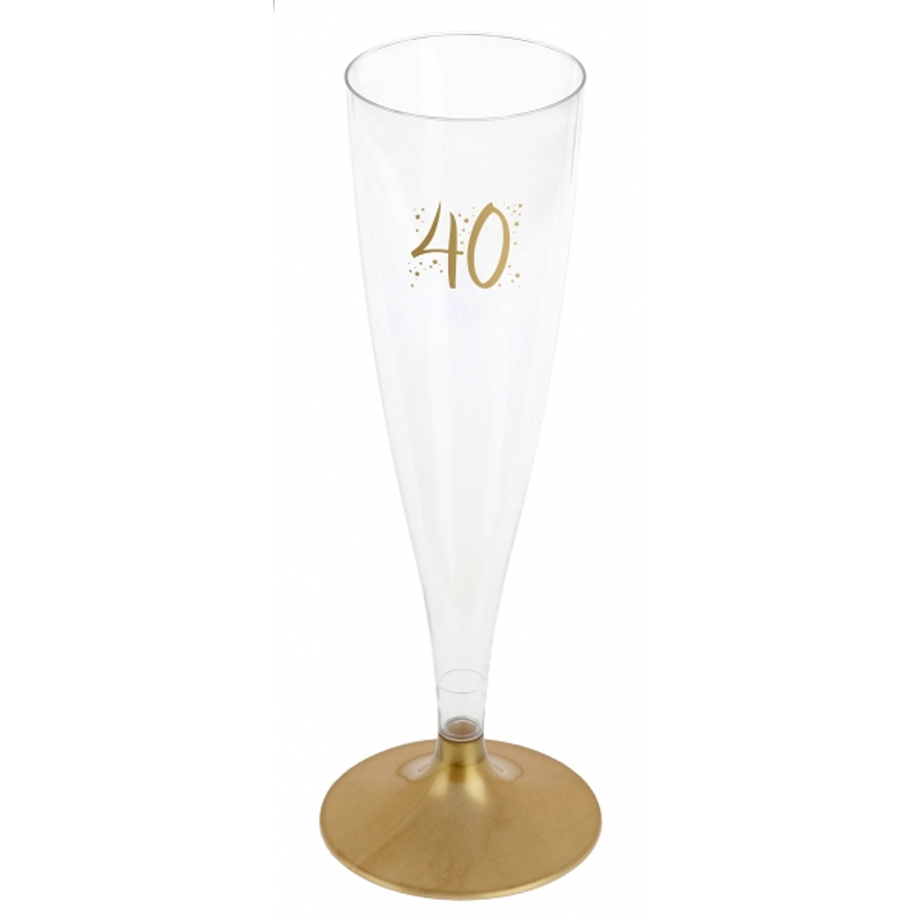 Verjaardag feest champagneglazen leeftijd 6x 40 jaar goud kunststof