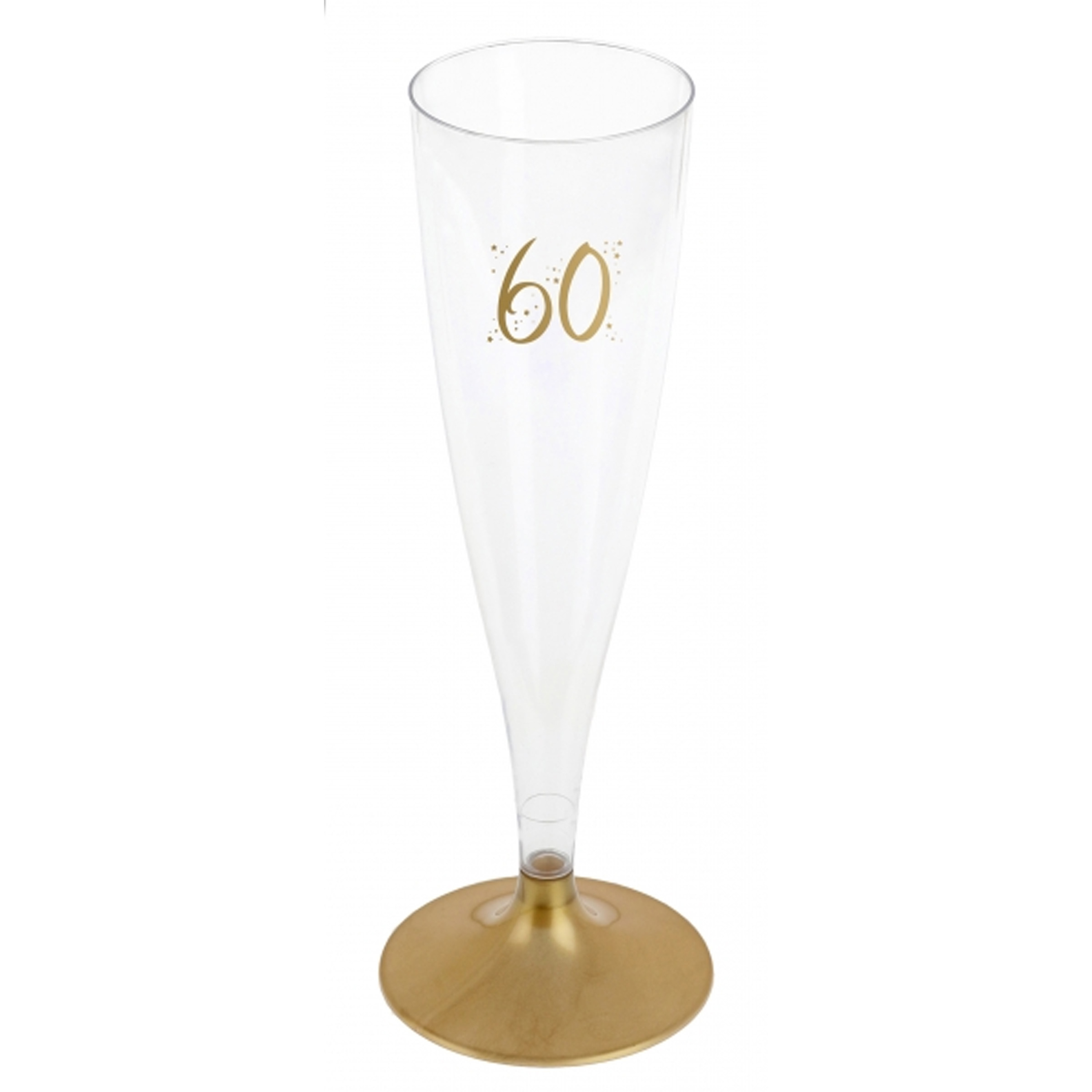 Verjaardag feest champagneglazen leeftijd 6x 60 jaar goud kunststof