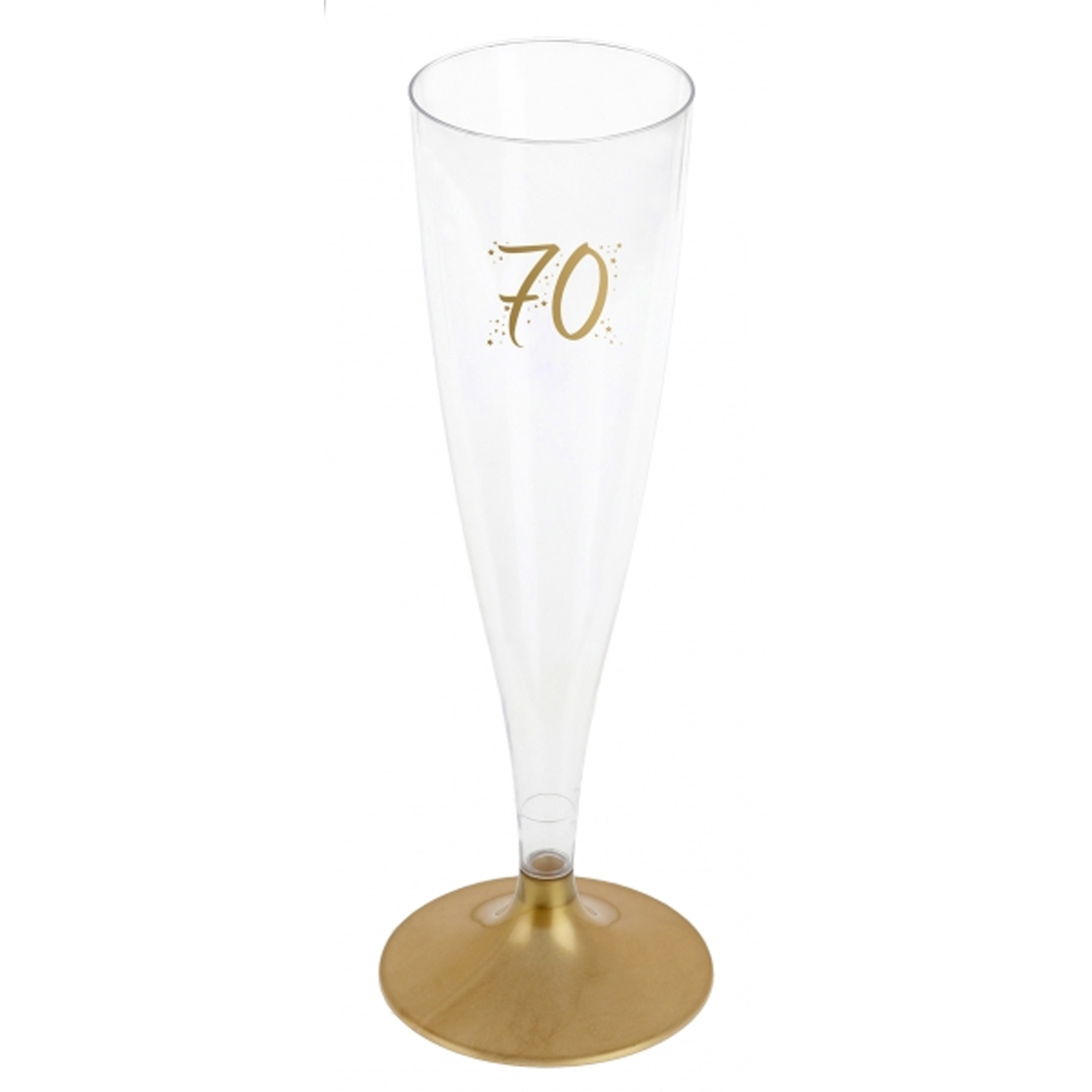 Verjaardag feest champagneglazen leeftijd 6x 70 jaar goud kunststof