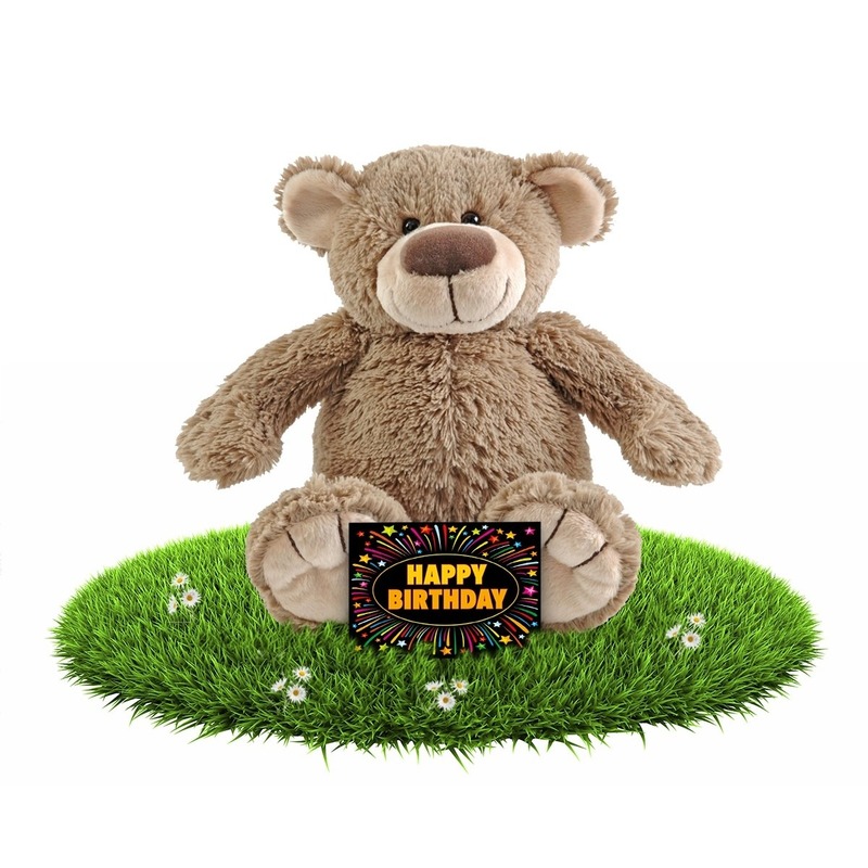 Verjaardag knuffel beer 40 cm + gratis verjaardagskaart