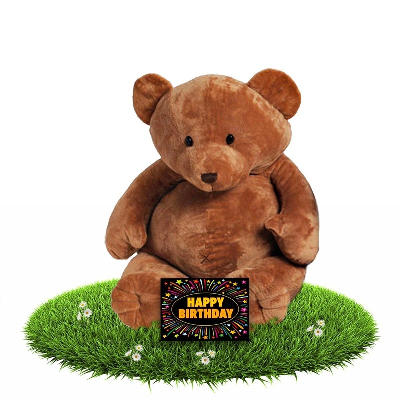 Verjaardag knuffelbeer Boris 54 cm met gratis verjaardagskaart