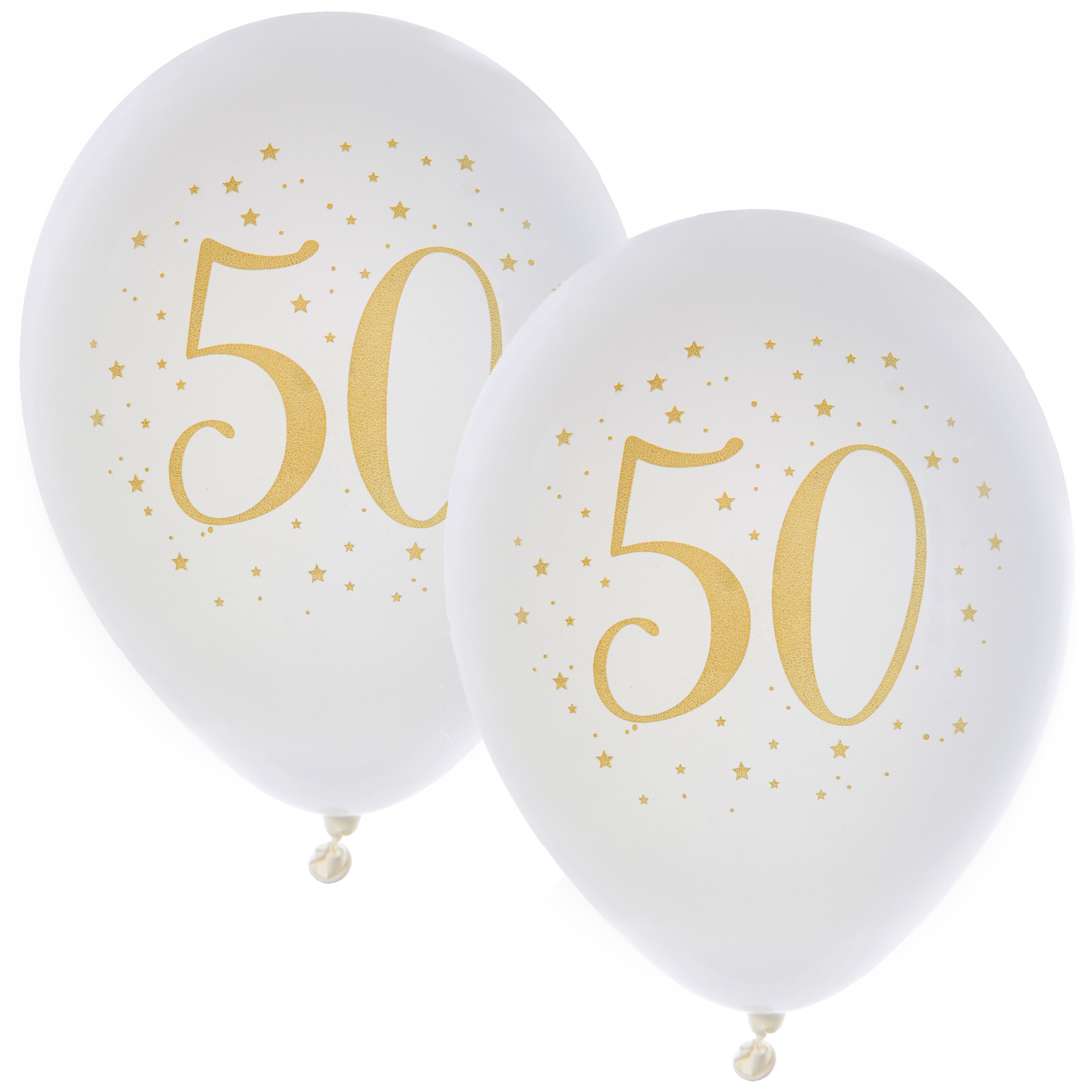 Verjaardag leeftijd ballonnen 50 jaar 16x stuks wit-goud 23 cm Abraham-Sarah feestartikelen