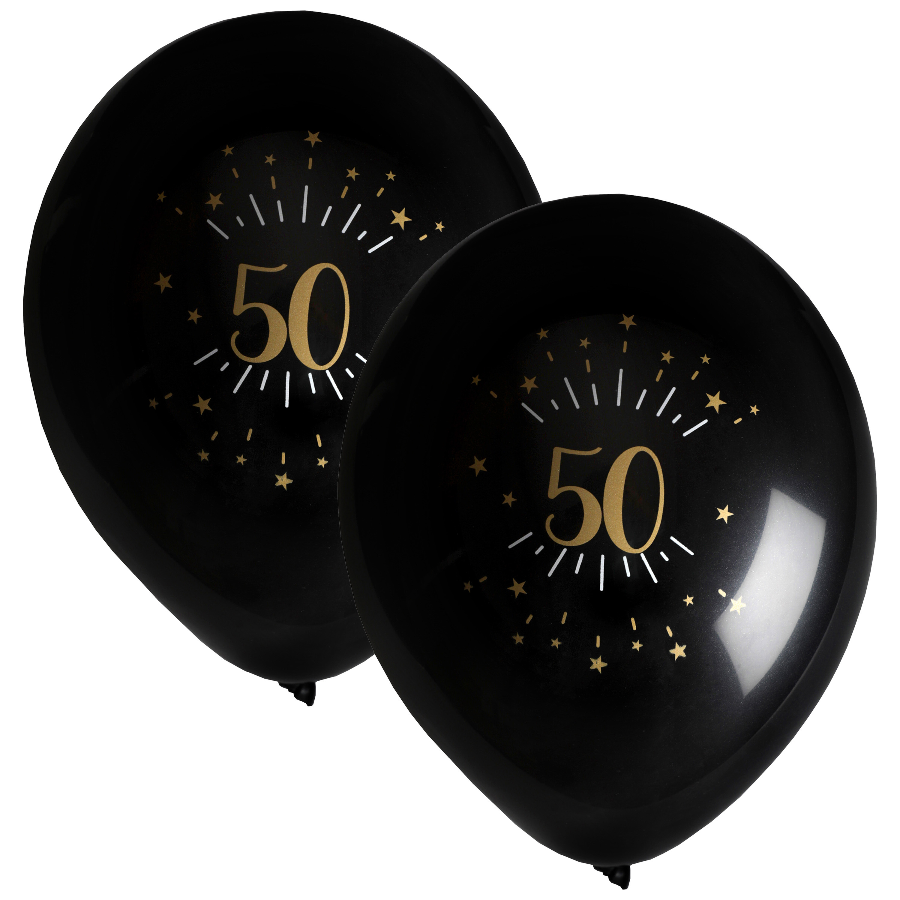 Verjaardag leeftijd ballonnen 50 jaar 16x zwart-goud 23 cm Abraham-Sarah feestartikelen