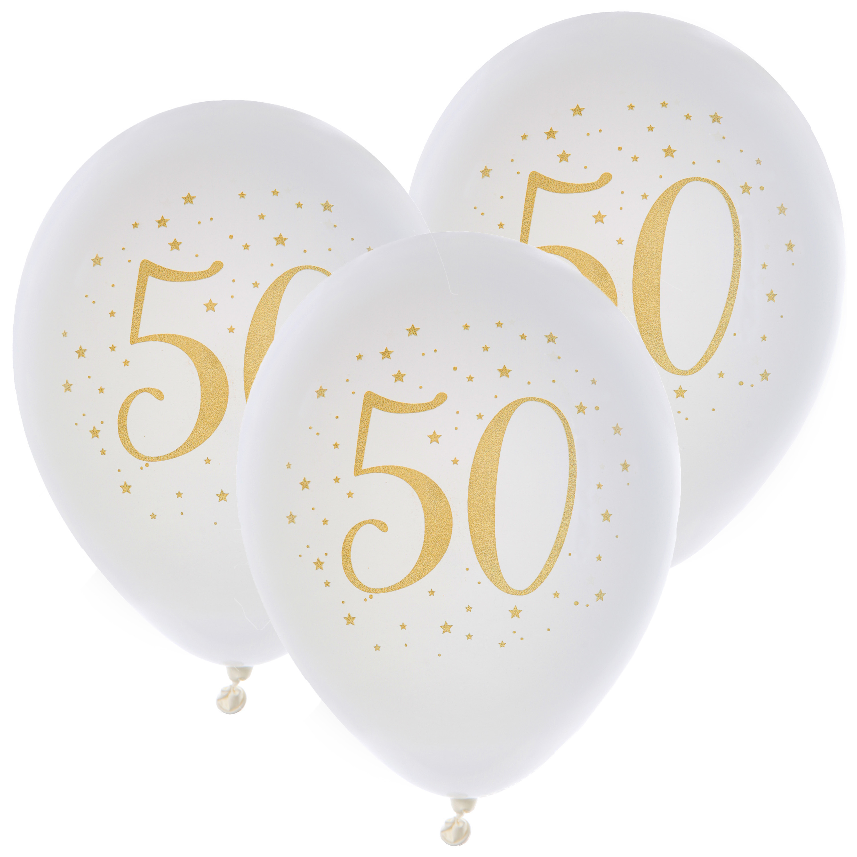 Verjaardag leeftijd ballonnen 50 jaar 24x stuks wit-goud 23 cm Abraham-Sarah feestartikelen