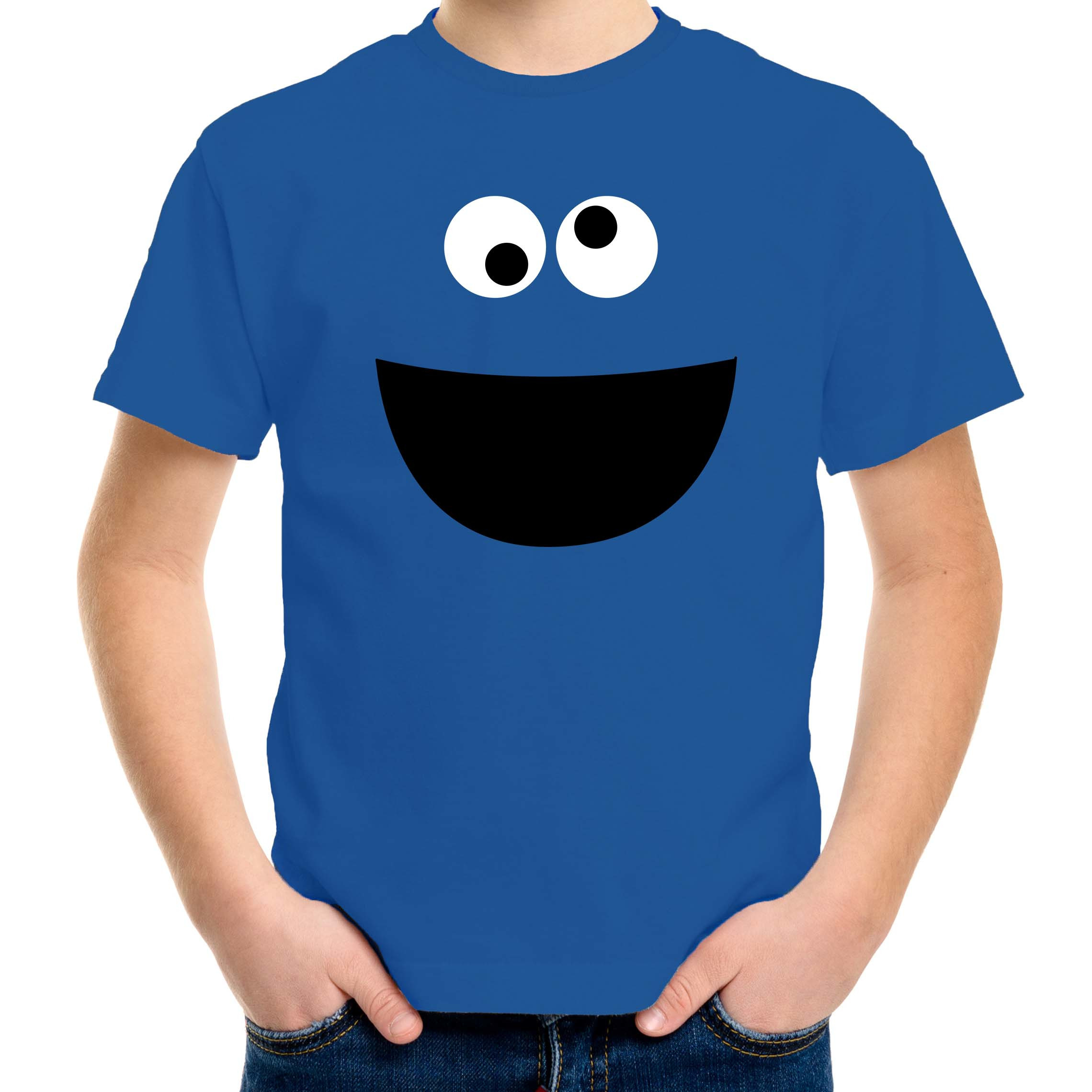 Verkleed-carnaval t-shirt blauw cartoon knuffel monster voor kinderen Verkleed-kostuum shirts