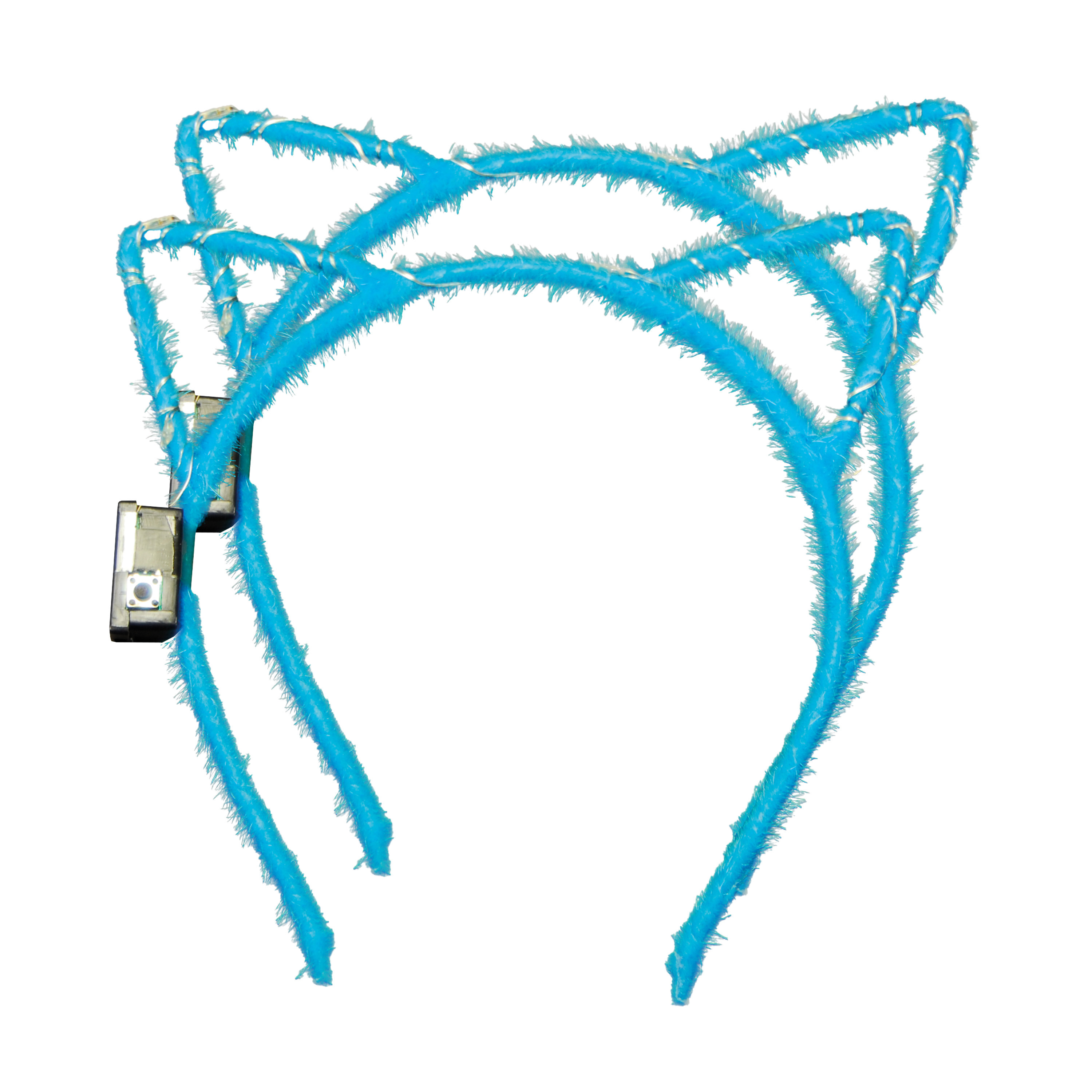 Verkleed-feest diadeem katten-poezen oren-oortjes 2x blauw LED licht carnaval
