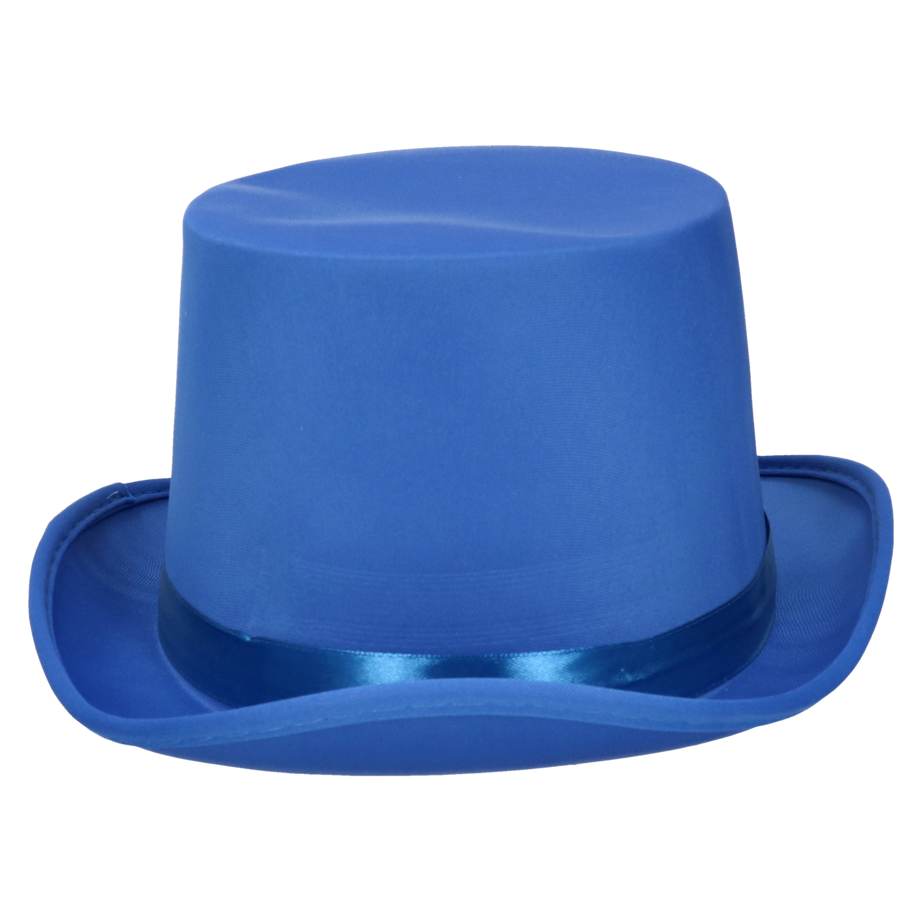 Verkleed hoge hoed kobalt blauw voor volwassenen carnaval kleuren thema accessoires