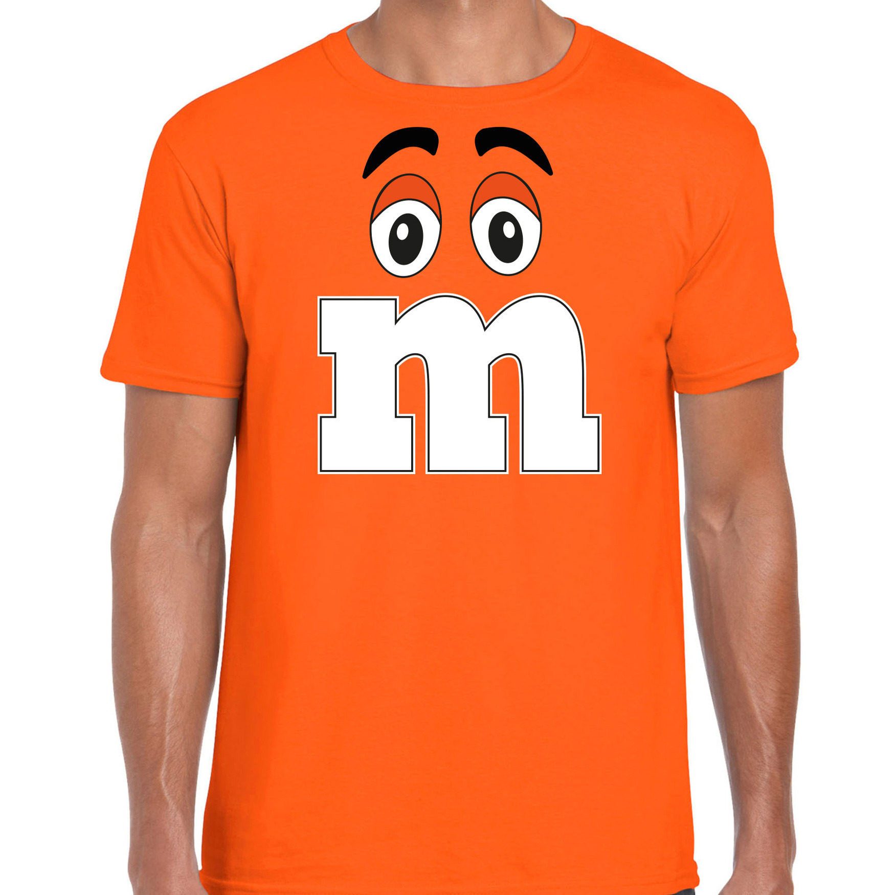 Verkleed t-shirt M voor heren oranje carnaval-themafeest kostuum