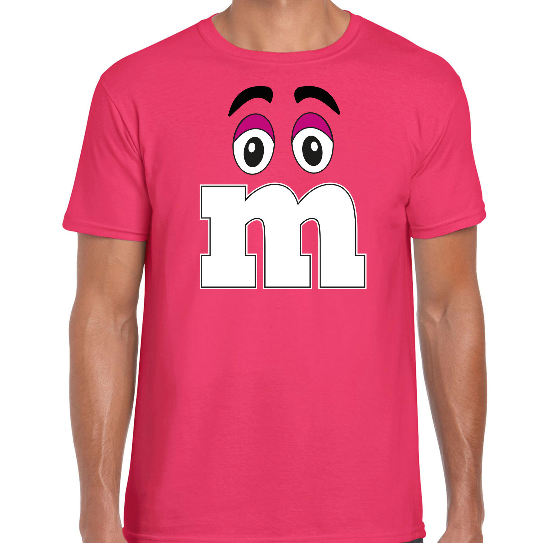 Verkleed t-shirt M voor heren roze carnaval-themafeest kostuum