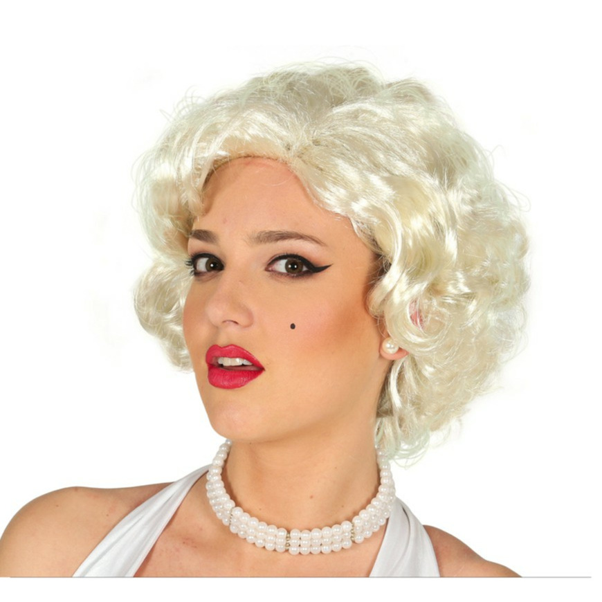 Verkleedpruik voor dames kort blond sexy filmster Marilyn jaren 50