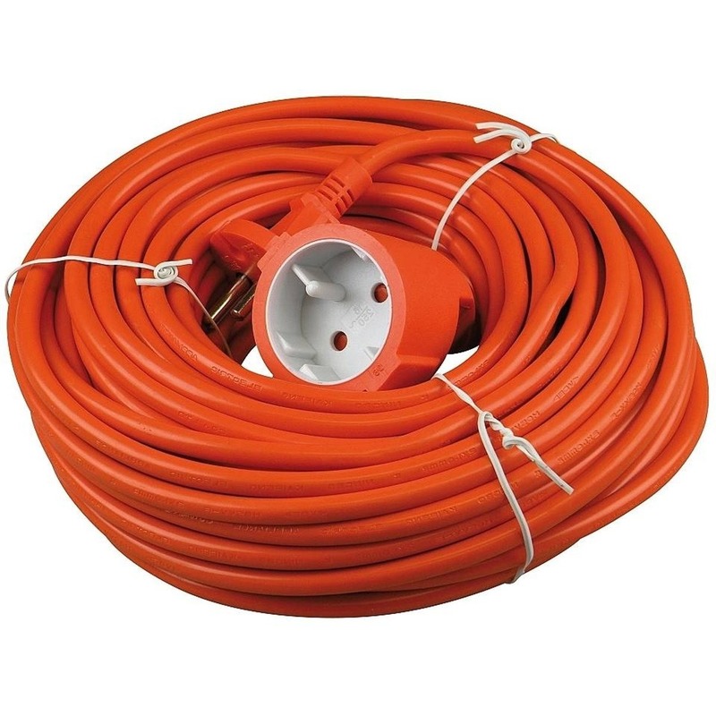 Verlengsnoer/kabel oranje 20 meter binnen/buiten -