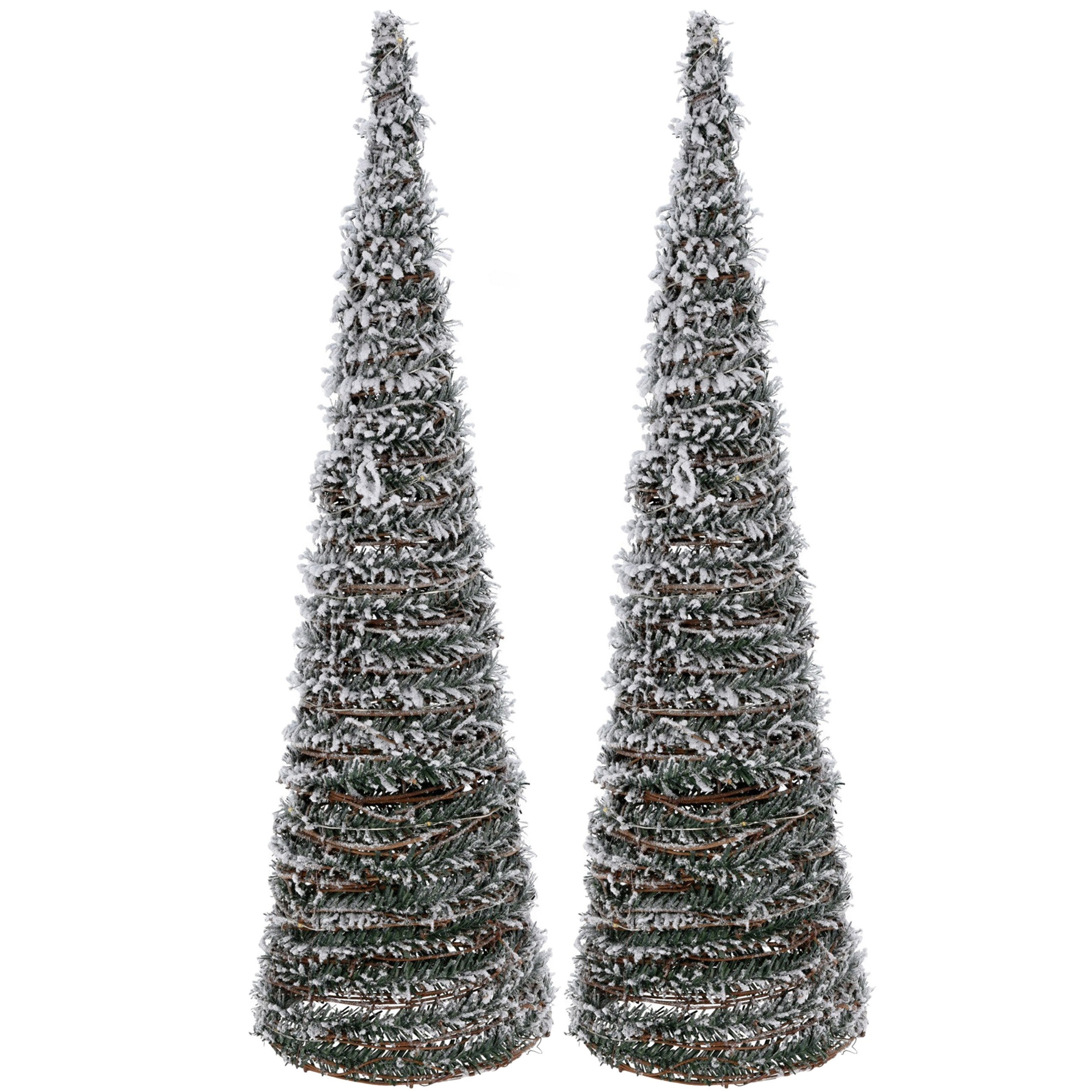 Verlichte kerstbomen-kegels 2 stuks 80 cm LED warm wit