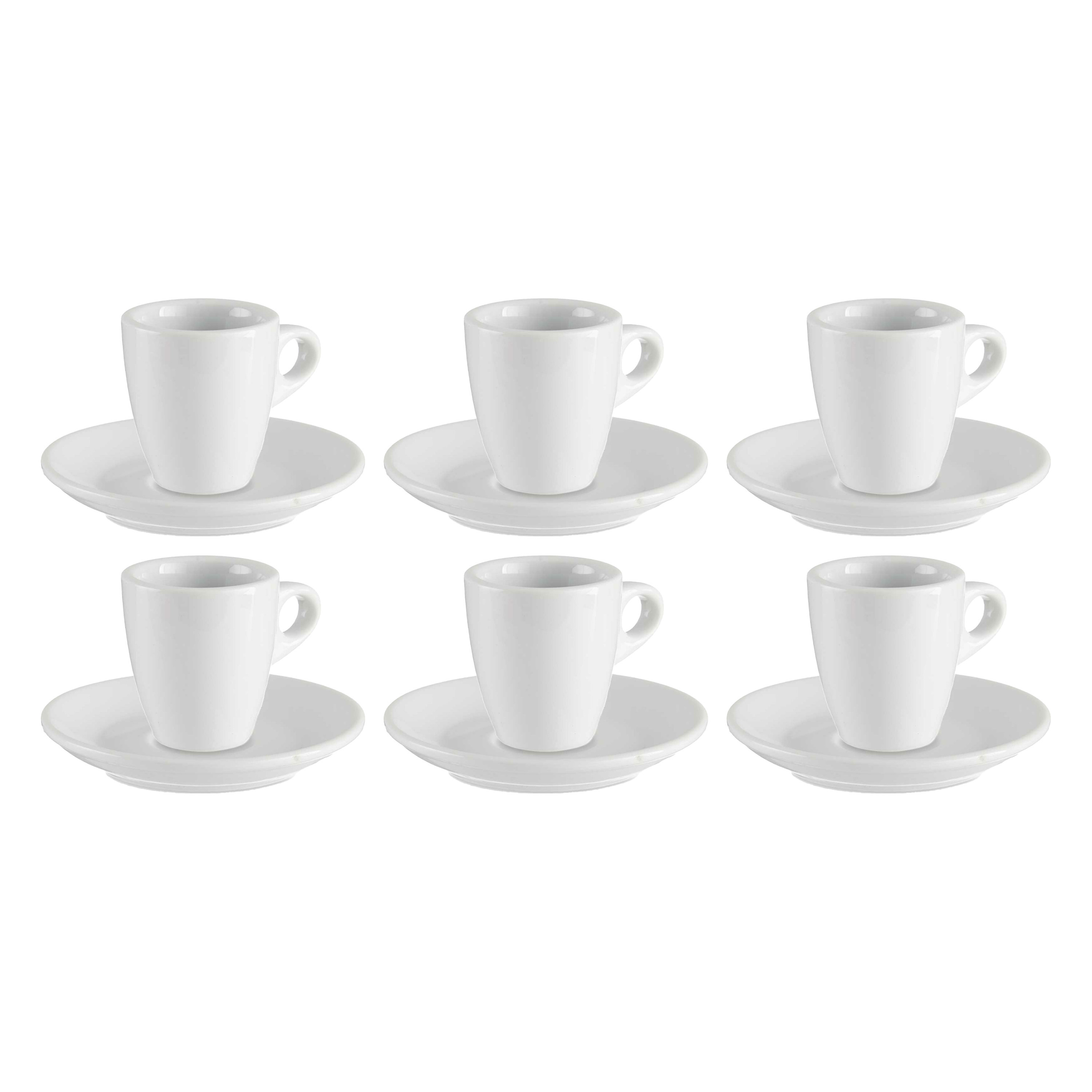 Vessia Espresso-koffie kopjes set 12x met schotels 90ml wit porselein
