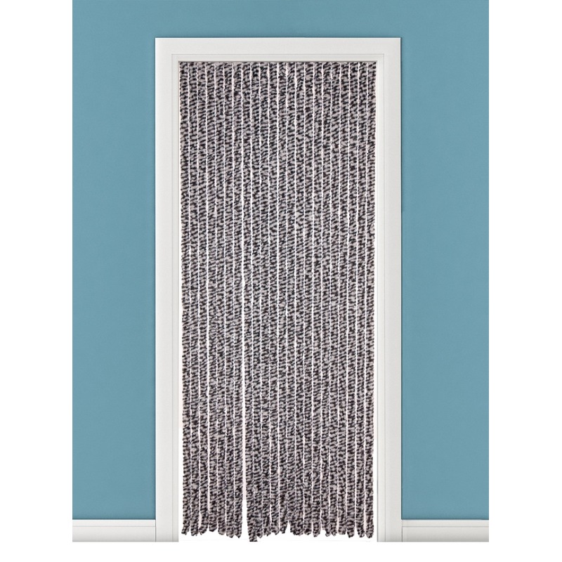 Vliegengordijn-deurgordijn kattenstaart grijs-wit 90 x 220 cm