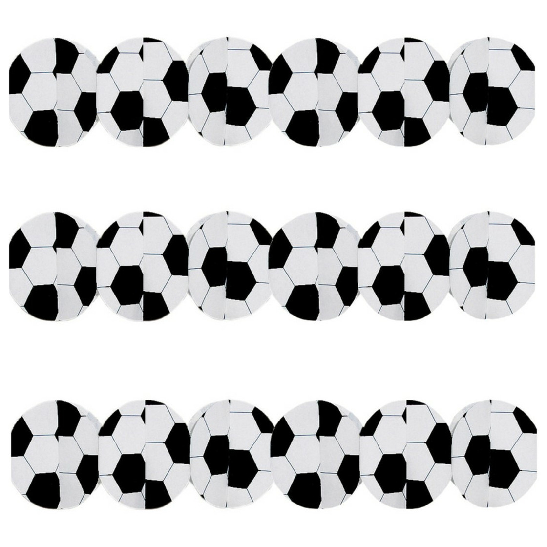 Voetbal slinger 3x zwart-wit papier 3 meter
