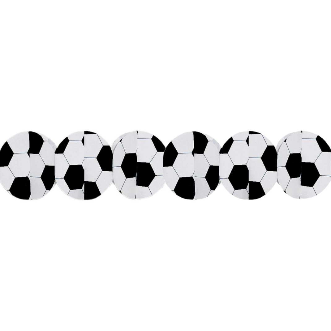 Voetbal thema feestslinger zwart-wit papier 300 cm