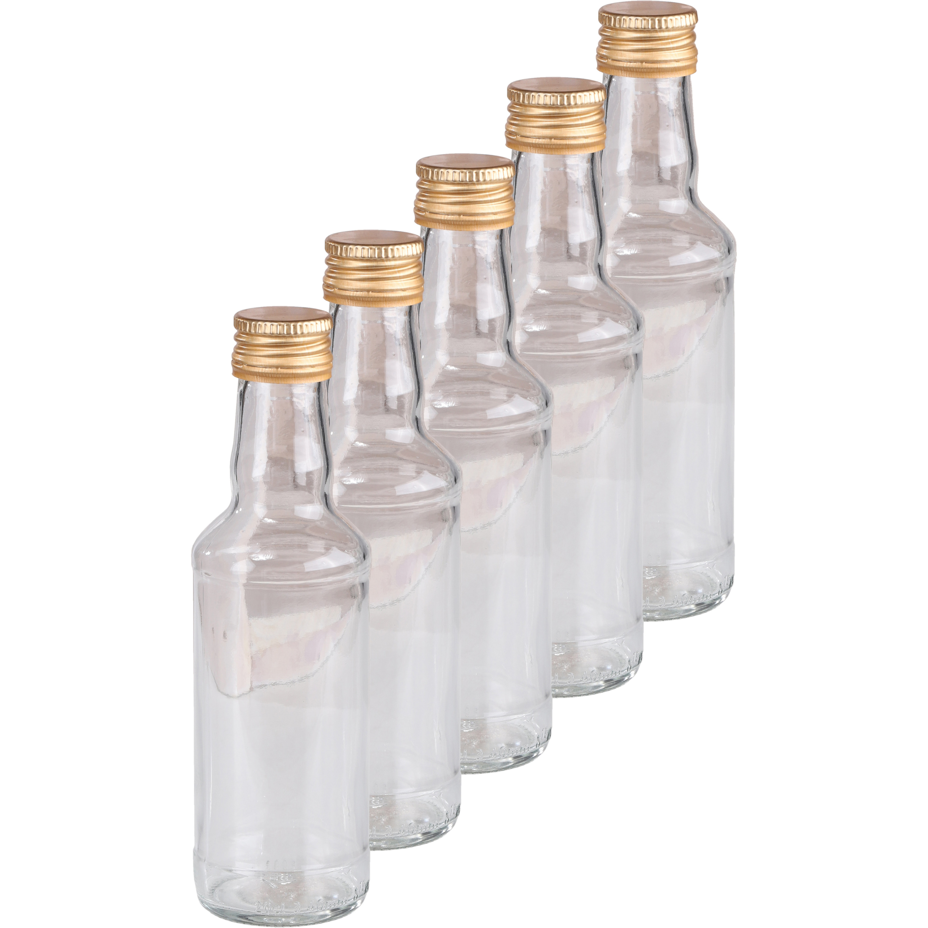 Merkloos Voordeelset van 5x glazen flessen met schroefdoppen 200 ml -