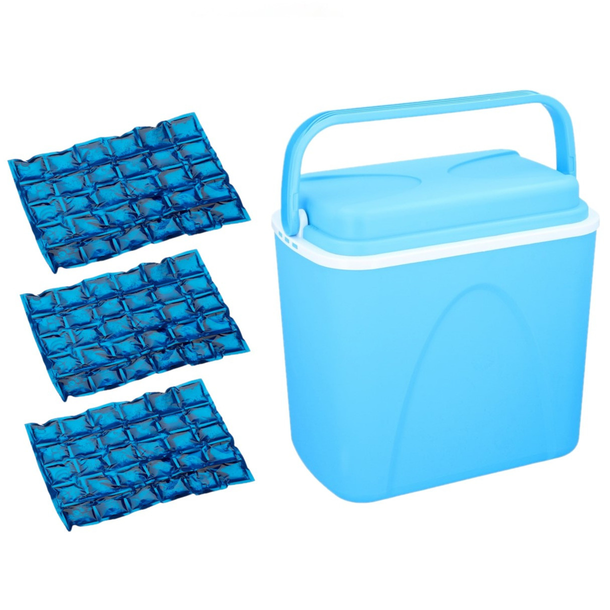Voordelige flexibele blauwe koelbox 24 liter met 3x flexibele koelelementen