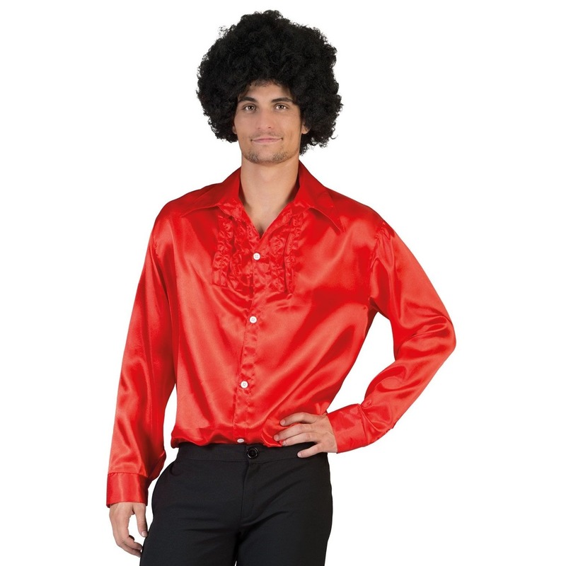 Voordelige rode rouche blouse voor heren