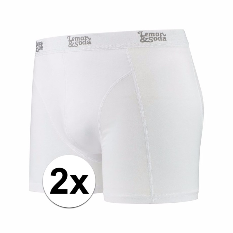 Voordelige witte boxershorts 2-pak Lemon and Soda -