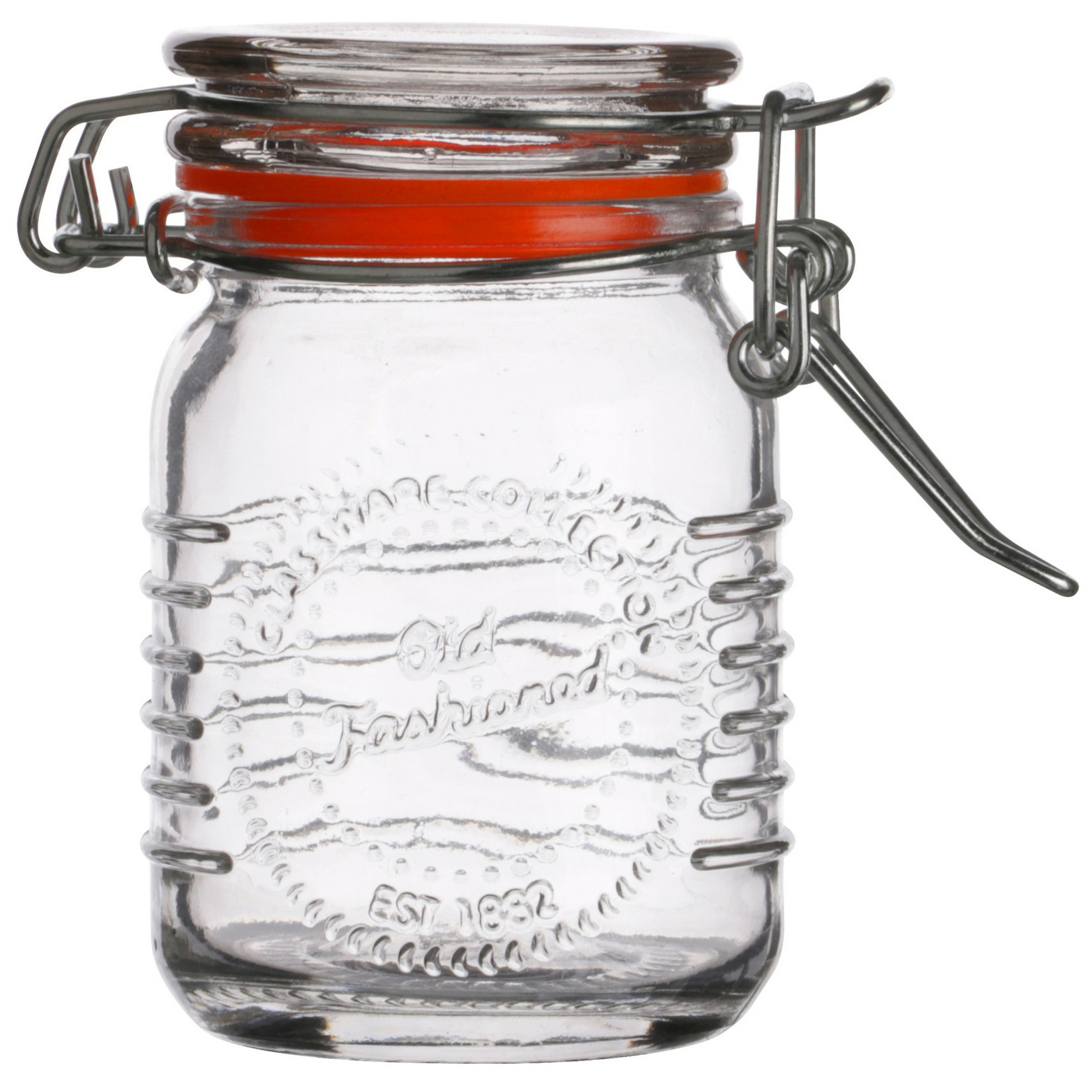 Voorraadpotje-kruidenpotje mini 70 ml glas met beugelsluiting D5 x H8 cm