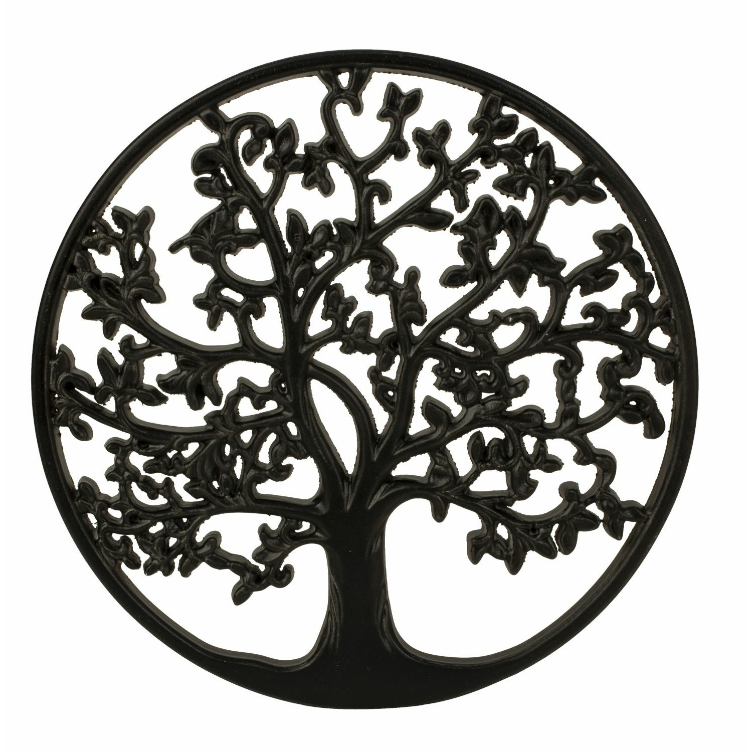 Wanddecoratie Tree of Life-levensboom ornament Mdf hout Dia 30 cm zwart