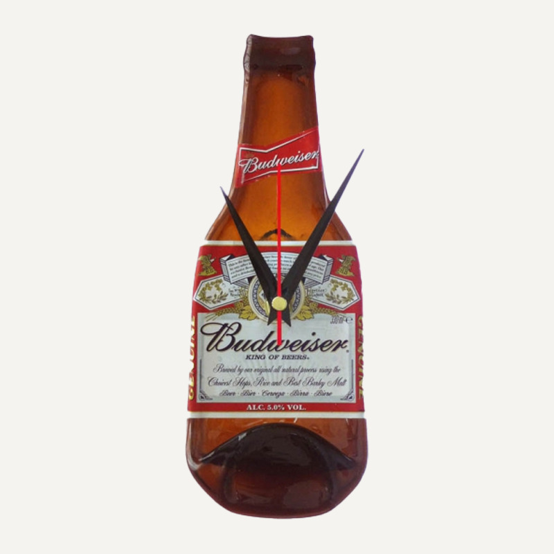 Wandklok - Budweiser bier klok - bruin - 22,5 x 9 cm -