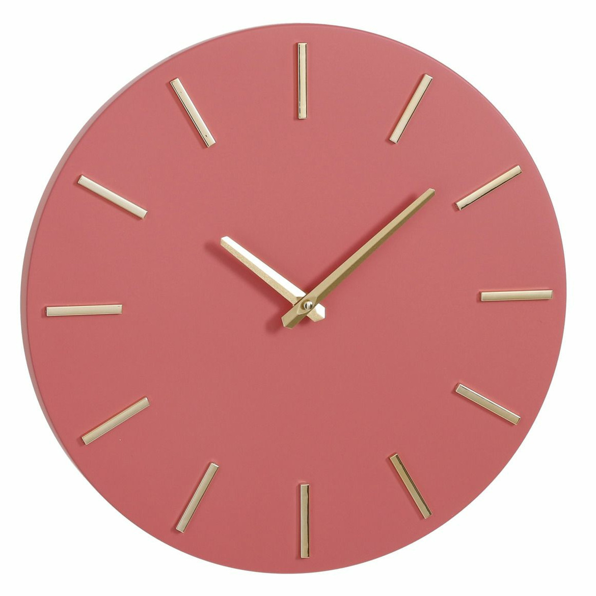 Wandklok/muur klok - roze/goud - kunststof - Dia 50 cm - 1x AA-batterij